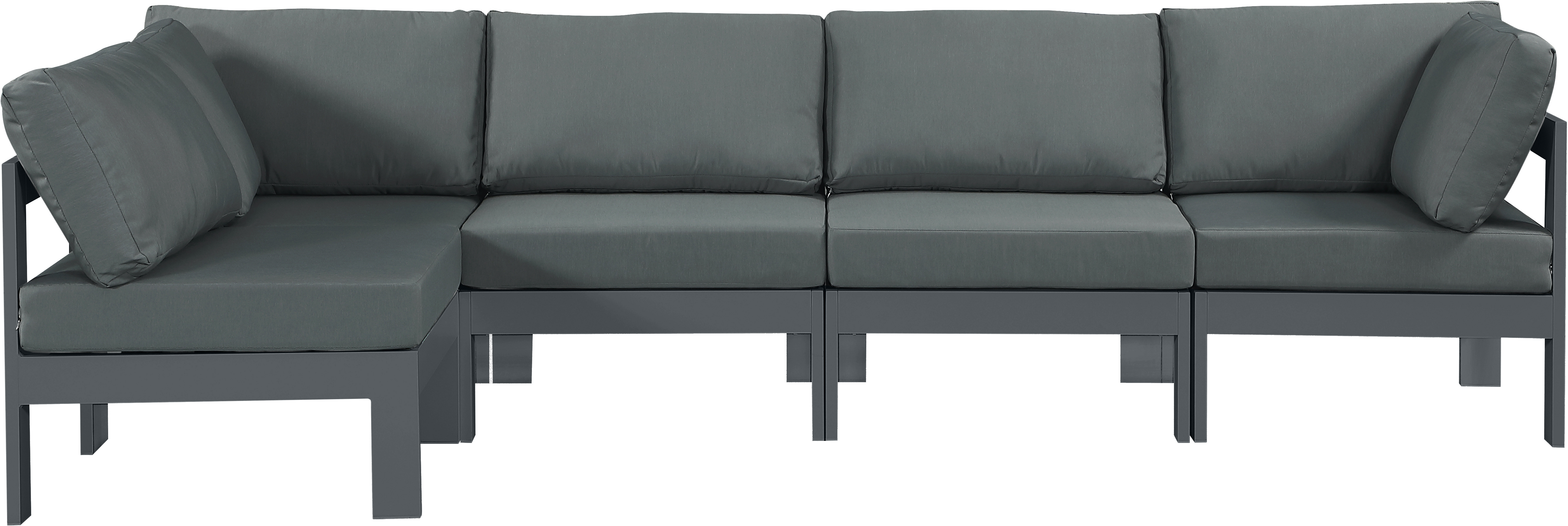 Meridian Furniture Nizuc Grey Fabric Outdoor Patio 5pc Modular Sectional