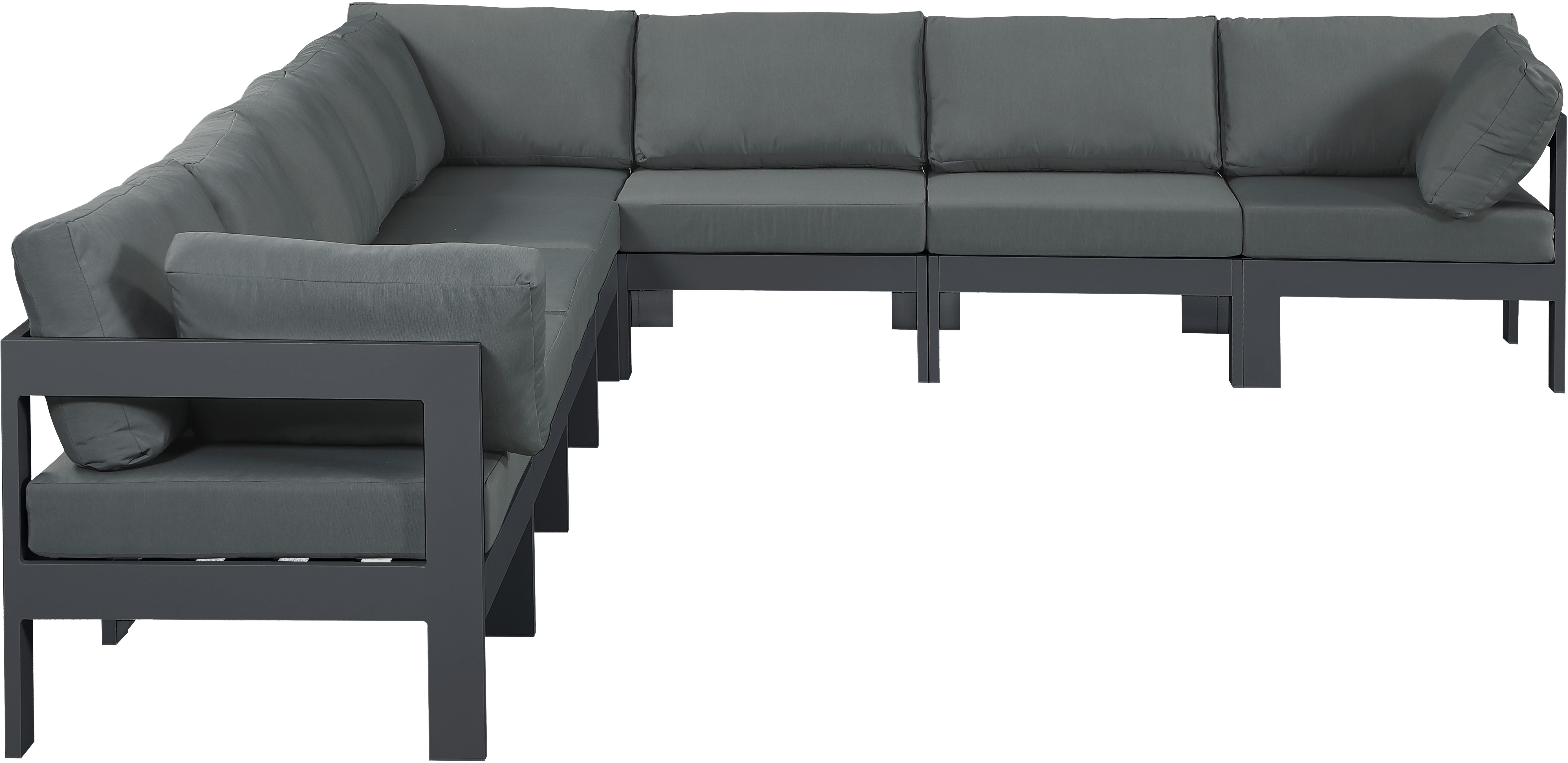 Meridian Furniture Nizuc Grey Fabric Outdoor 8pc Modular Sectional