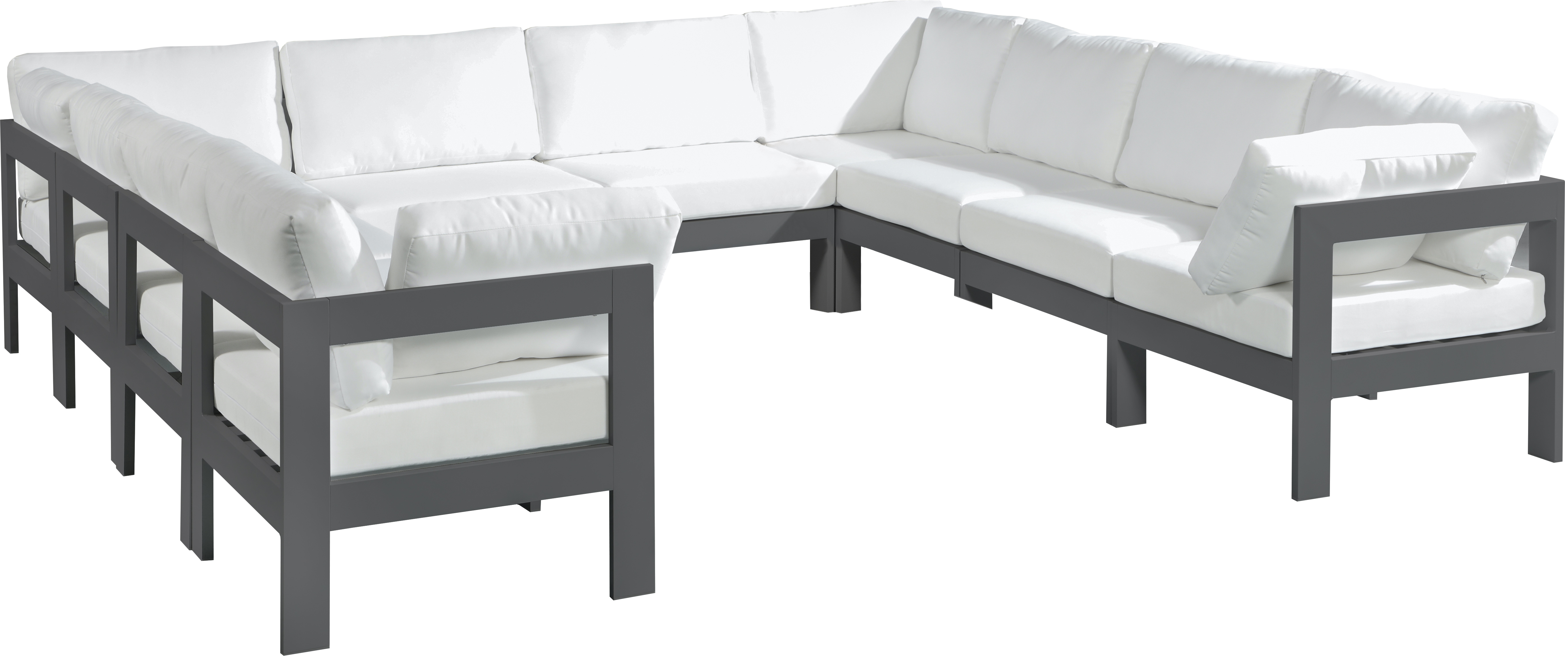 Meridian Furniture Nizuc White Outdoor Patio 10pc Modular Sectional