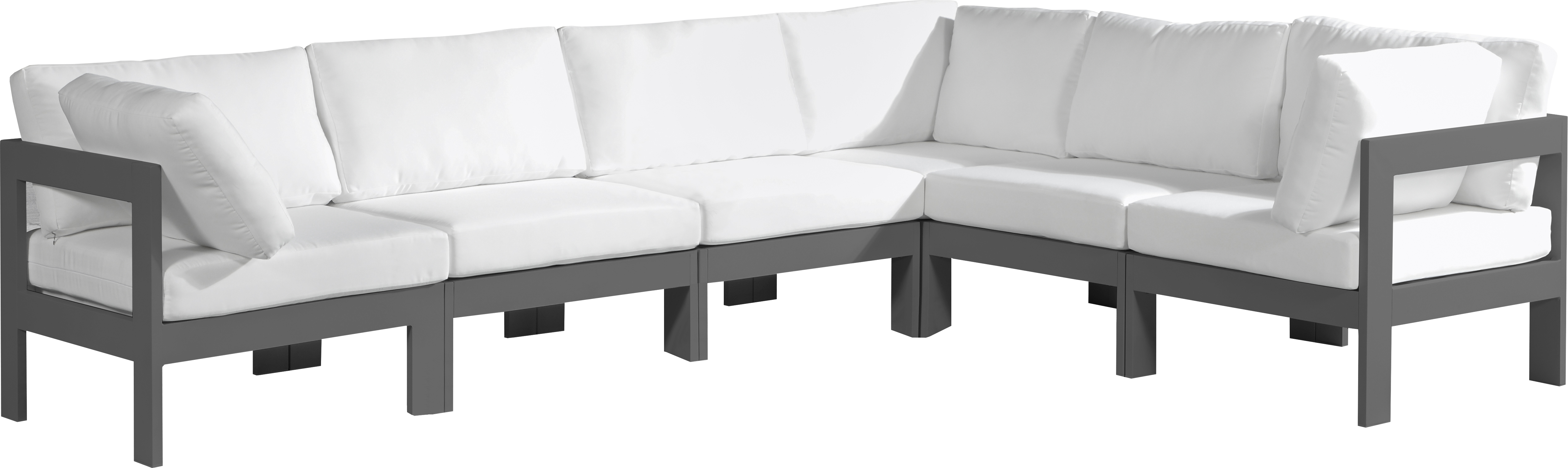 Meridian Furniture Nizuc White Fabric Outdoor Patio 6pc Modular Sectional