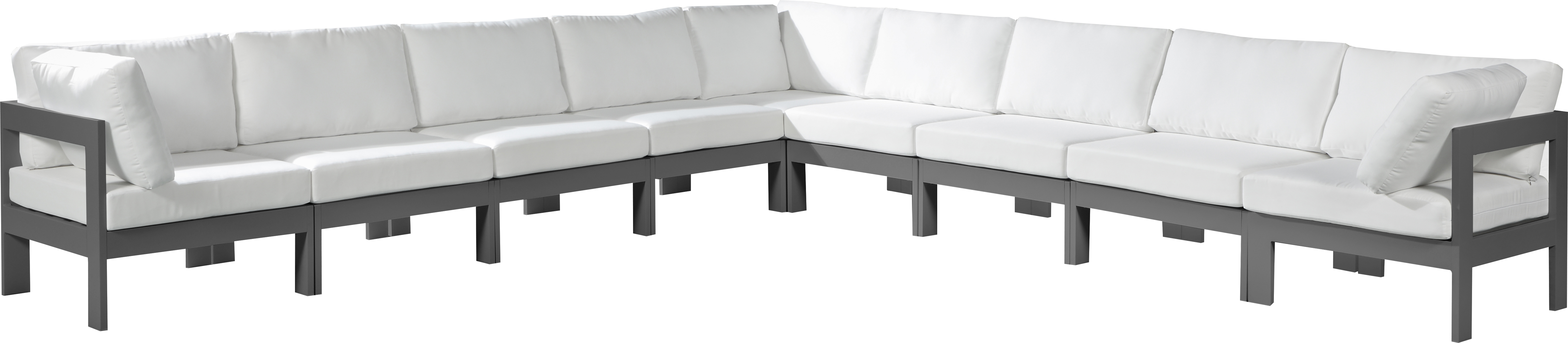 Meridian Furniture Nizuc White Outdoor Patio 9pc Modular Sectional
