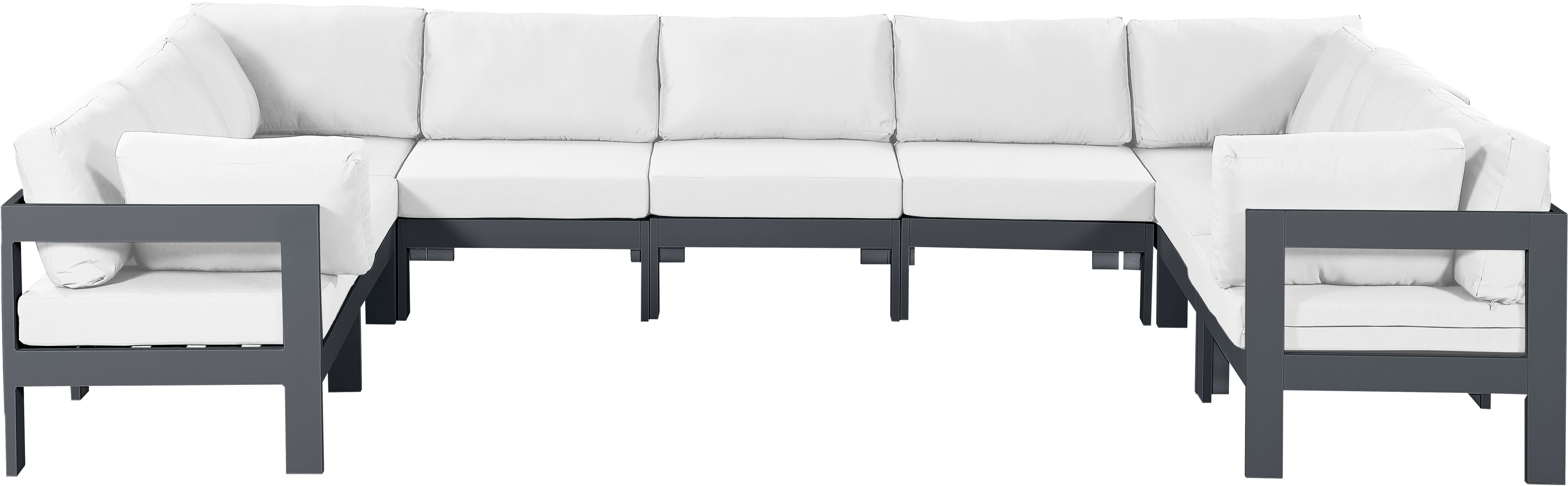 Meridian Furniture Nizuc White Fabric Outdoor Pation Modular 9pc Sectional