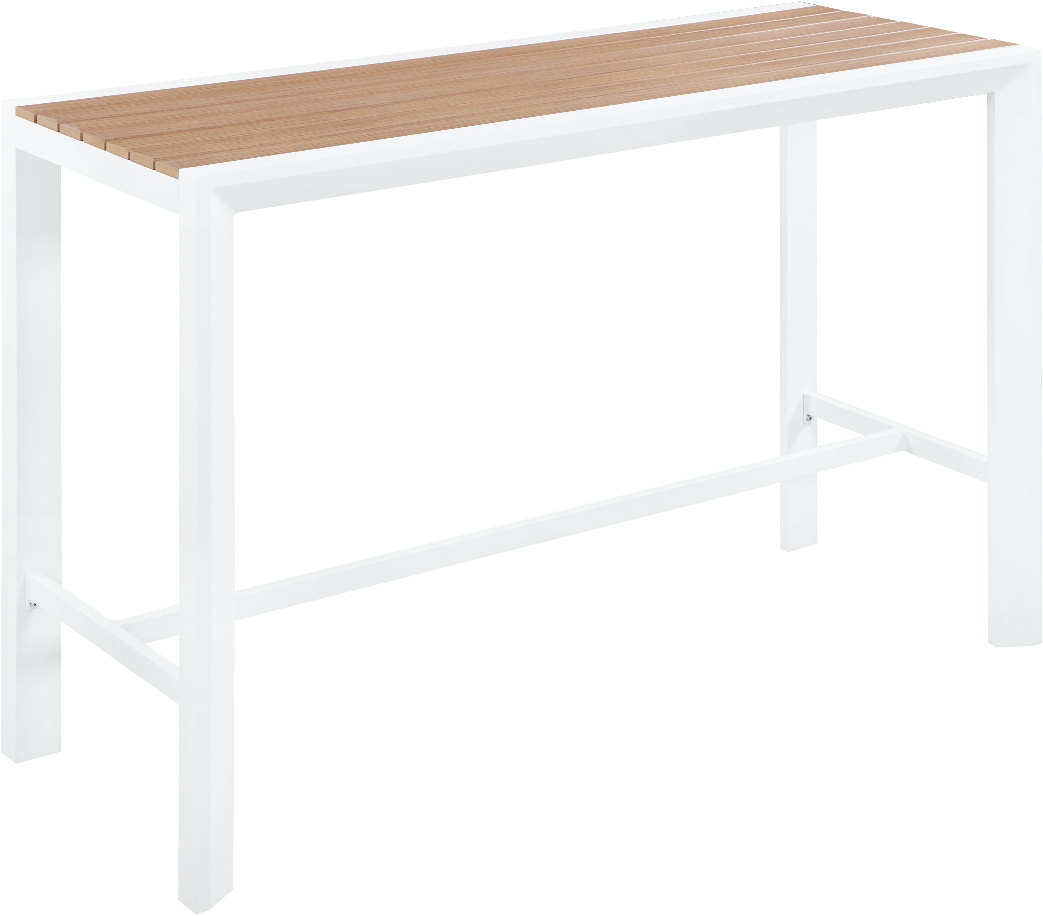 Nizuc Brown Wood Look Accent Paneling Outdoor Patio Aluminum Rectangle Bar Table