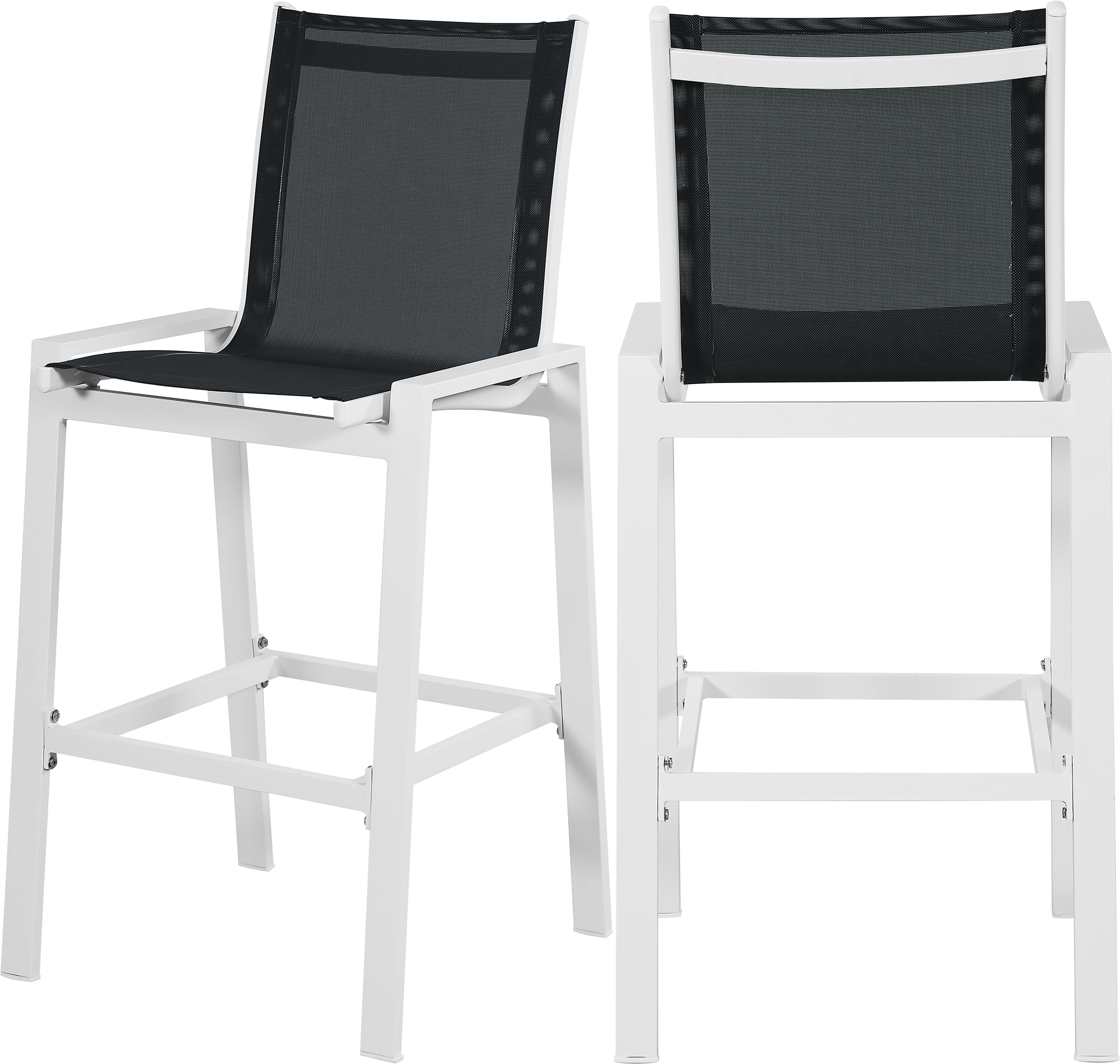 Nizuc Black Mesh Water Resistant Fabric Outdoor Patio Aluminum Mesh Barstool