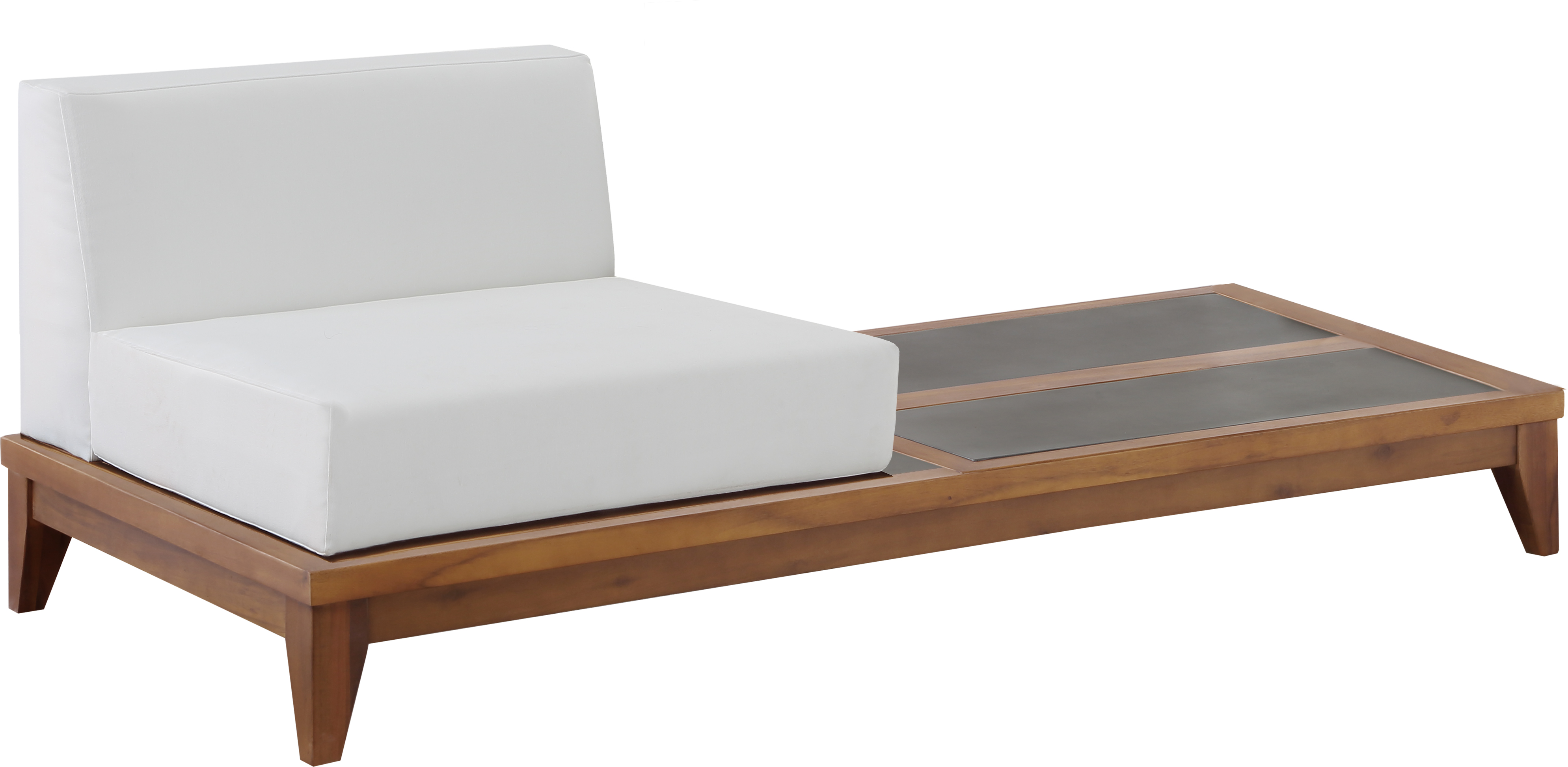 Meridian Furniture Rio Off White Outdoor Chair with Integrated Table