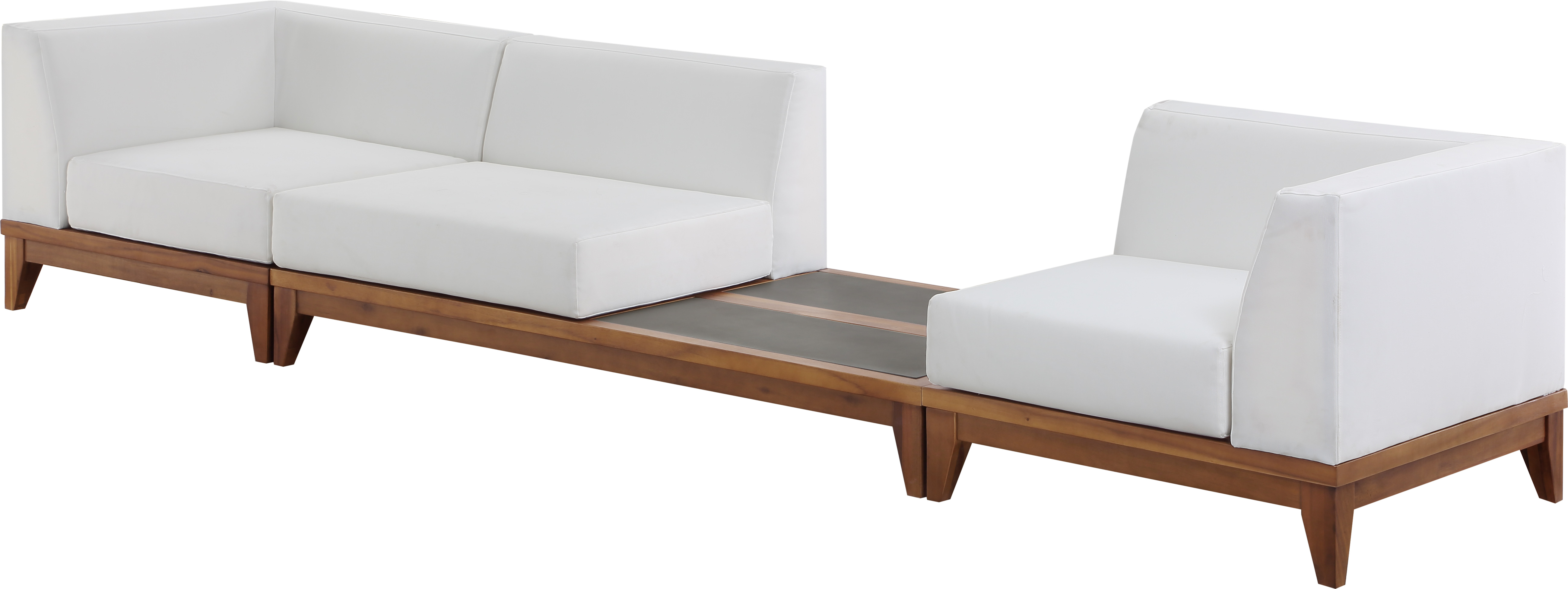 Meridian Furniture Rio Off White Outdoor Modular Sofa with Integrated Table