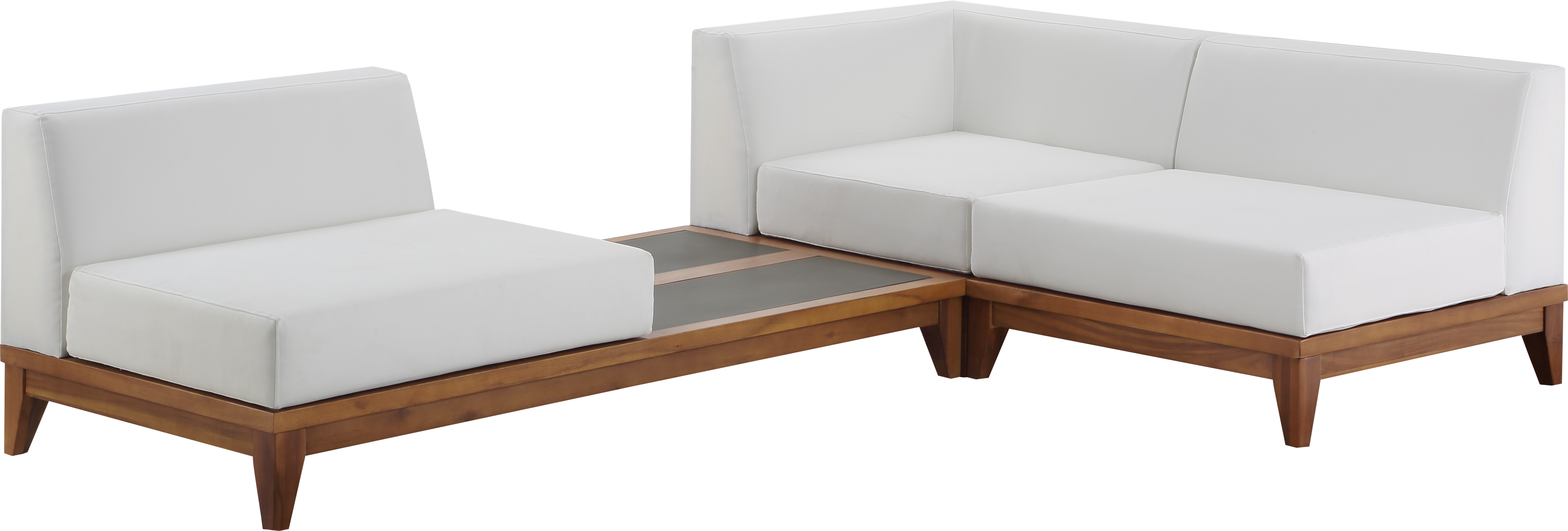 Meridian Furniture Rio Off White Fabric Outdoor 3pc Modular Sectional