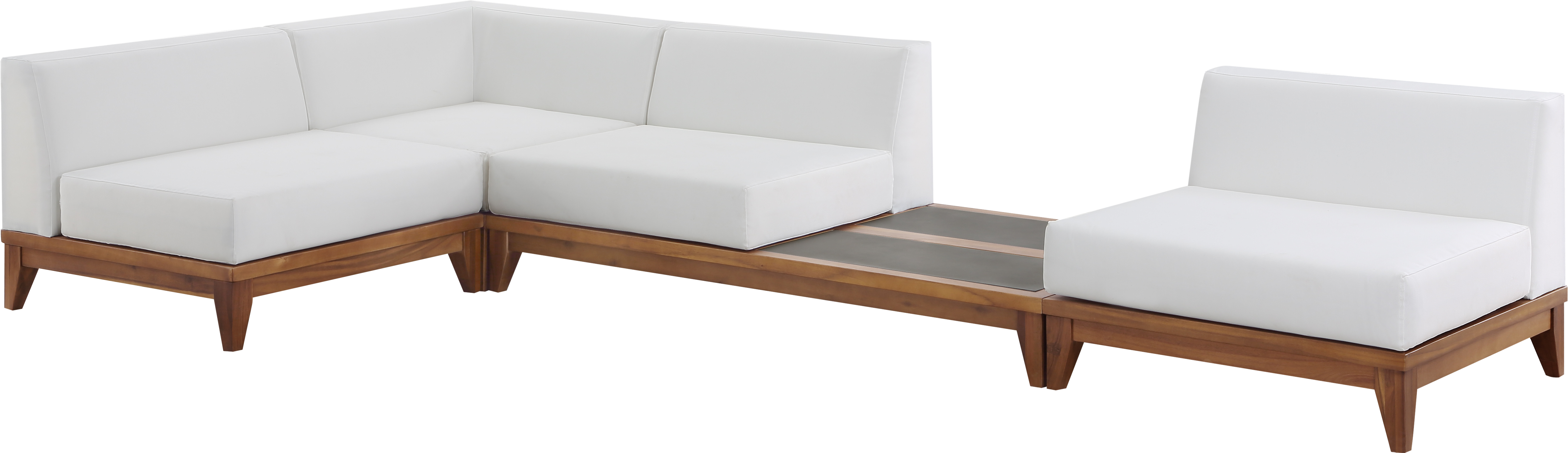 Meridian Furniture Rio Off White Fabric Outdoor 4pc Modular Sectional