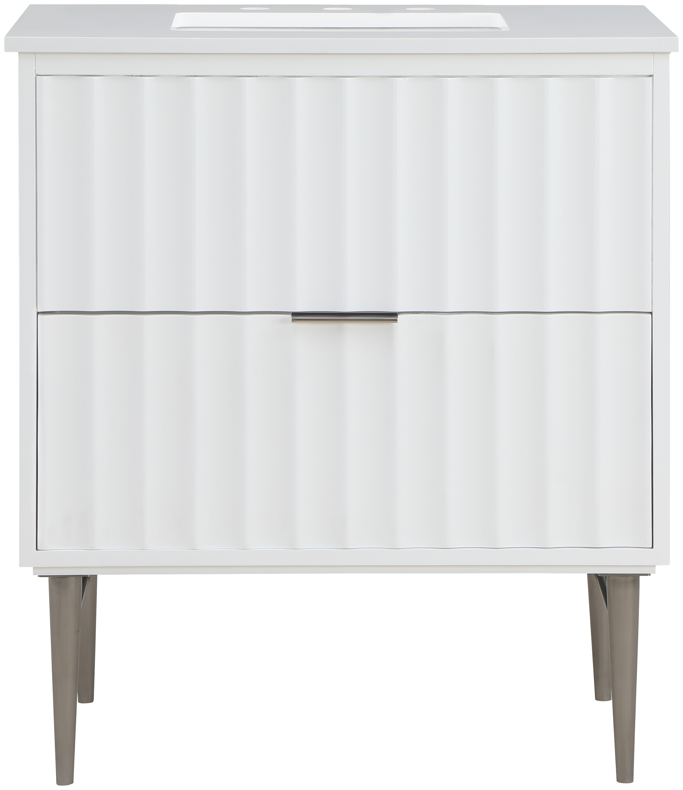 Meridian Furniture Modernist White Brushed Chrome 30 Inch Bathroom Vanity