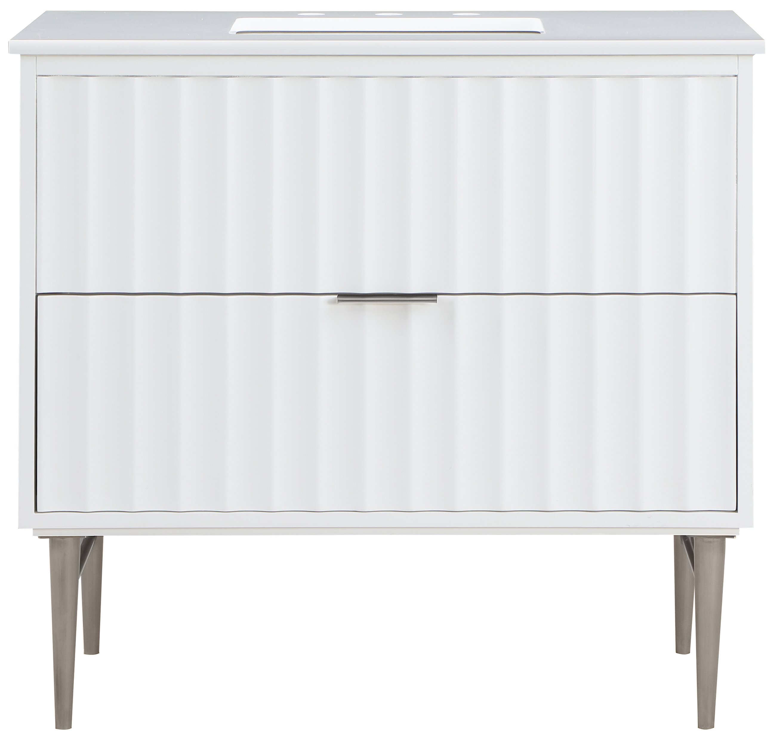 Meridian Furniture Modernist White Brushed Chrome 36 Inch Bathroom Vanity