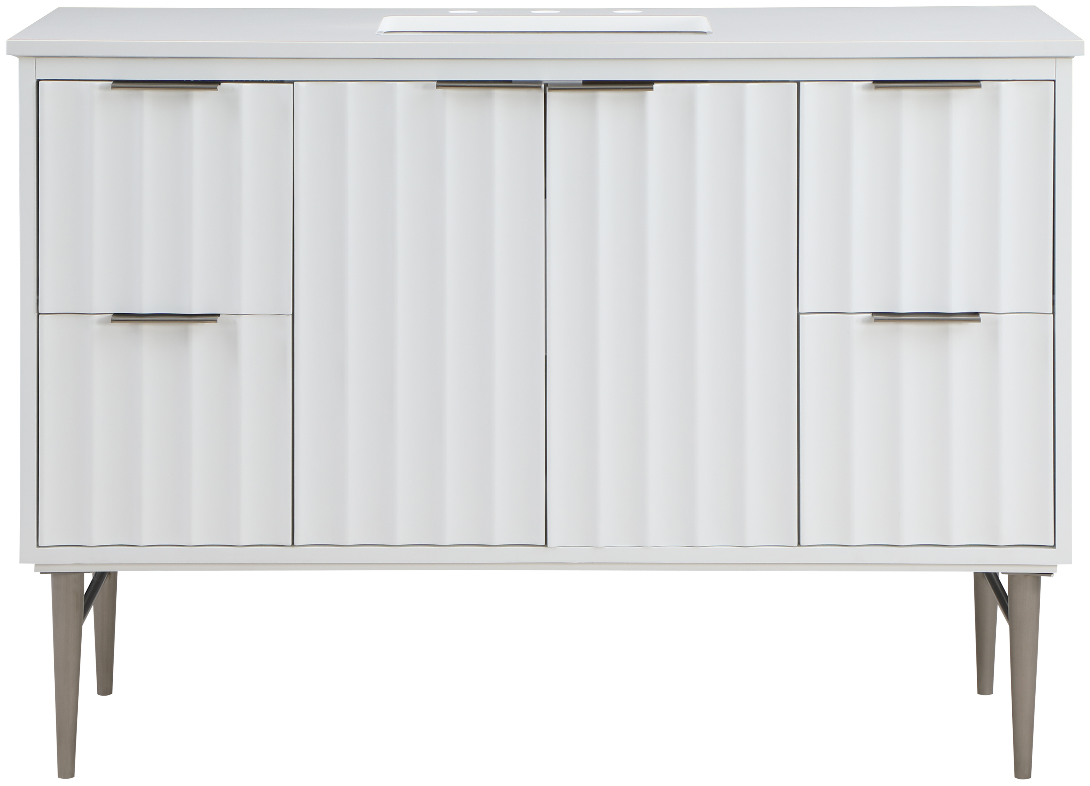 Meridian Furniture Modernist White Brushed Chrome 48 Inch Bathroom Vanity