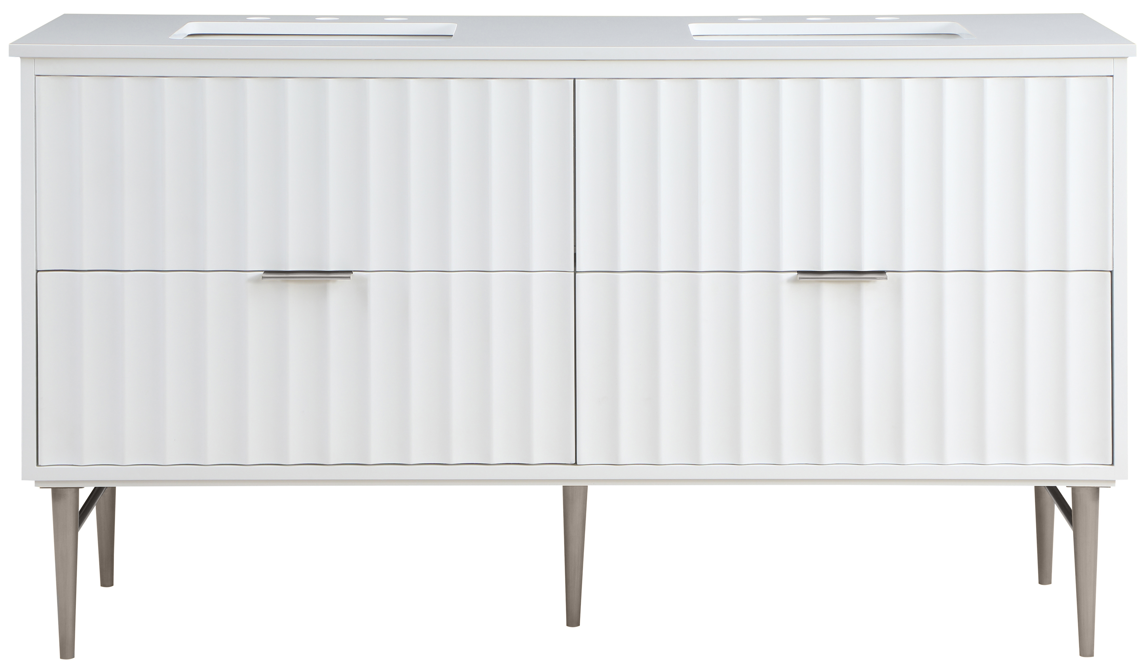 Meridian Furniture Modernist White Brushed Chrome 60 Inch Bathroom Vanity