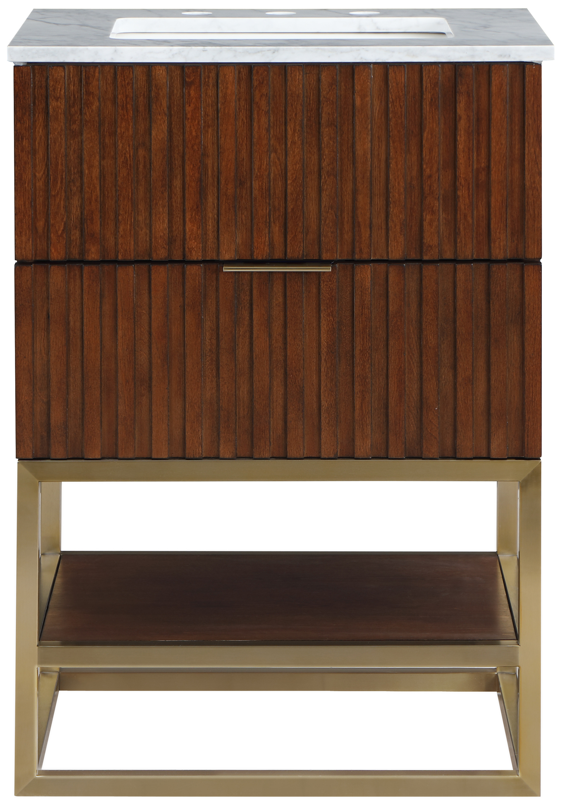 Meridian Furniture Monad Walnut Brushed Gold 24 Inch Bathroom Vanity