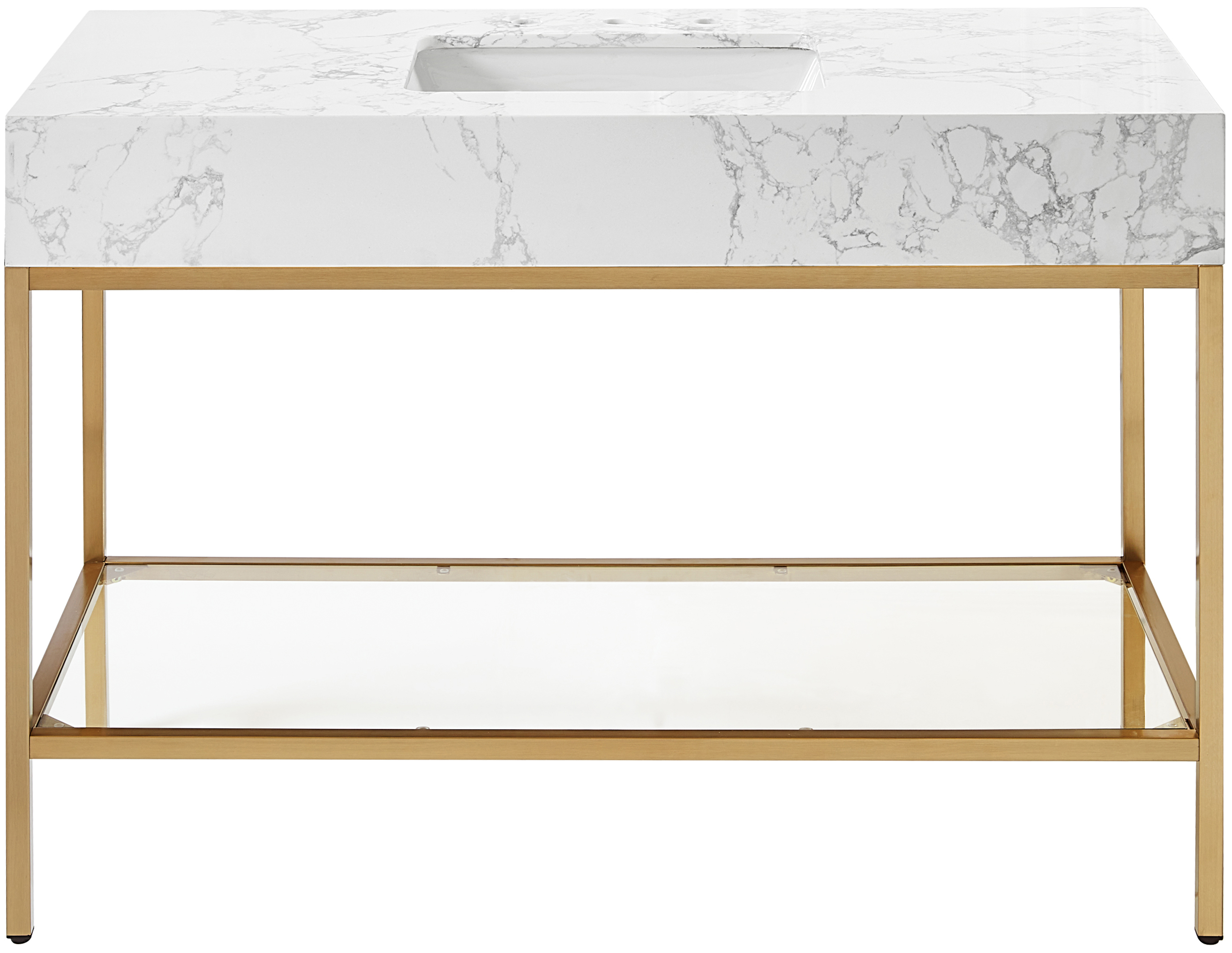Meridian Furniture Marmo White Brushed Brass 48 Inch Bathroom Vanity
