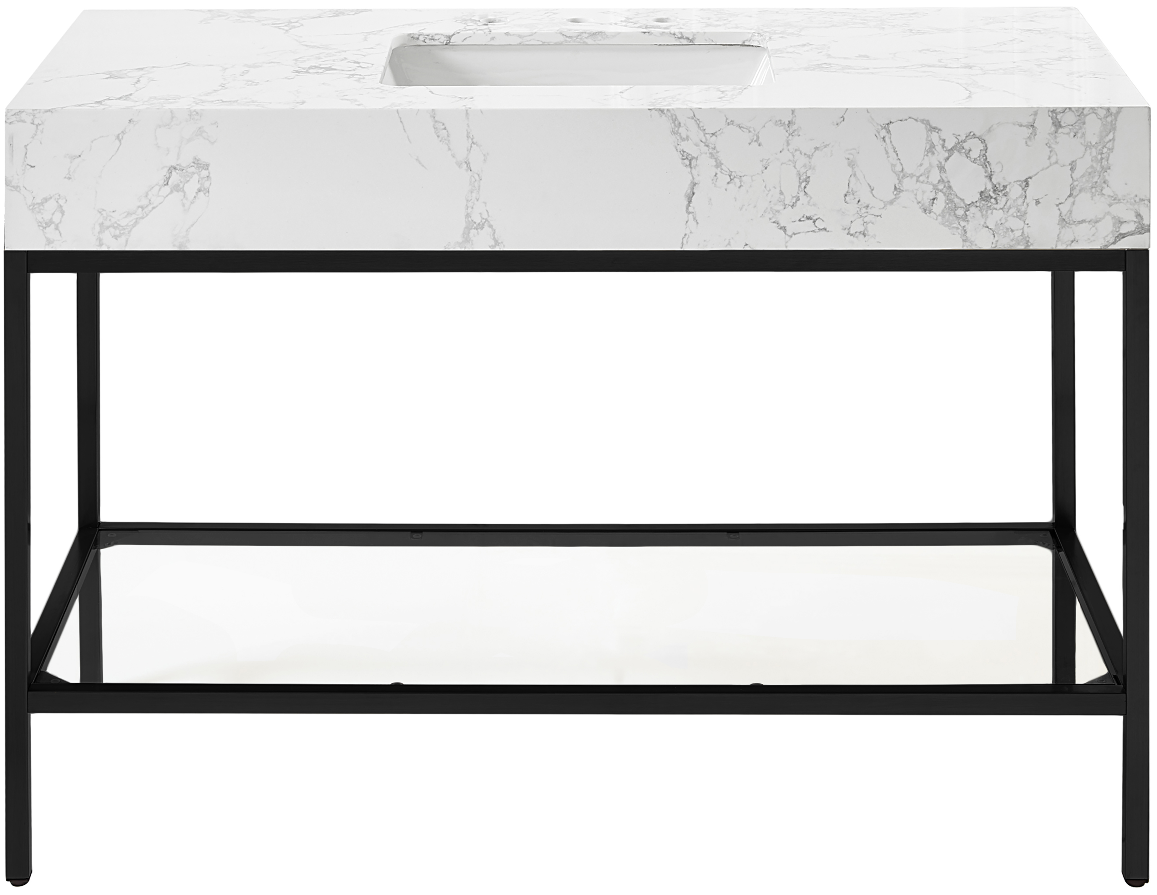 Meridian Furniture Marmo White Black 48 Inch Bathroom Vanity