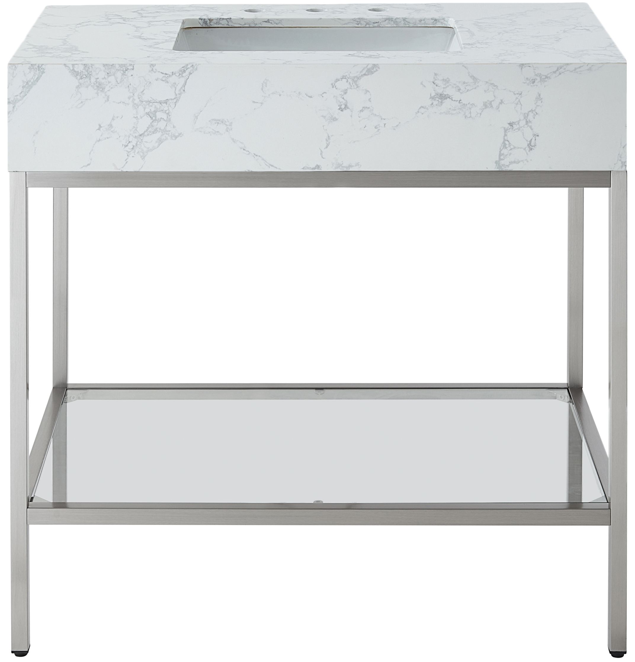Meridian Furniture Marmo White Satin Chrome 36 Inch Bathroom Vanity