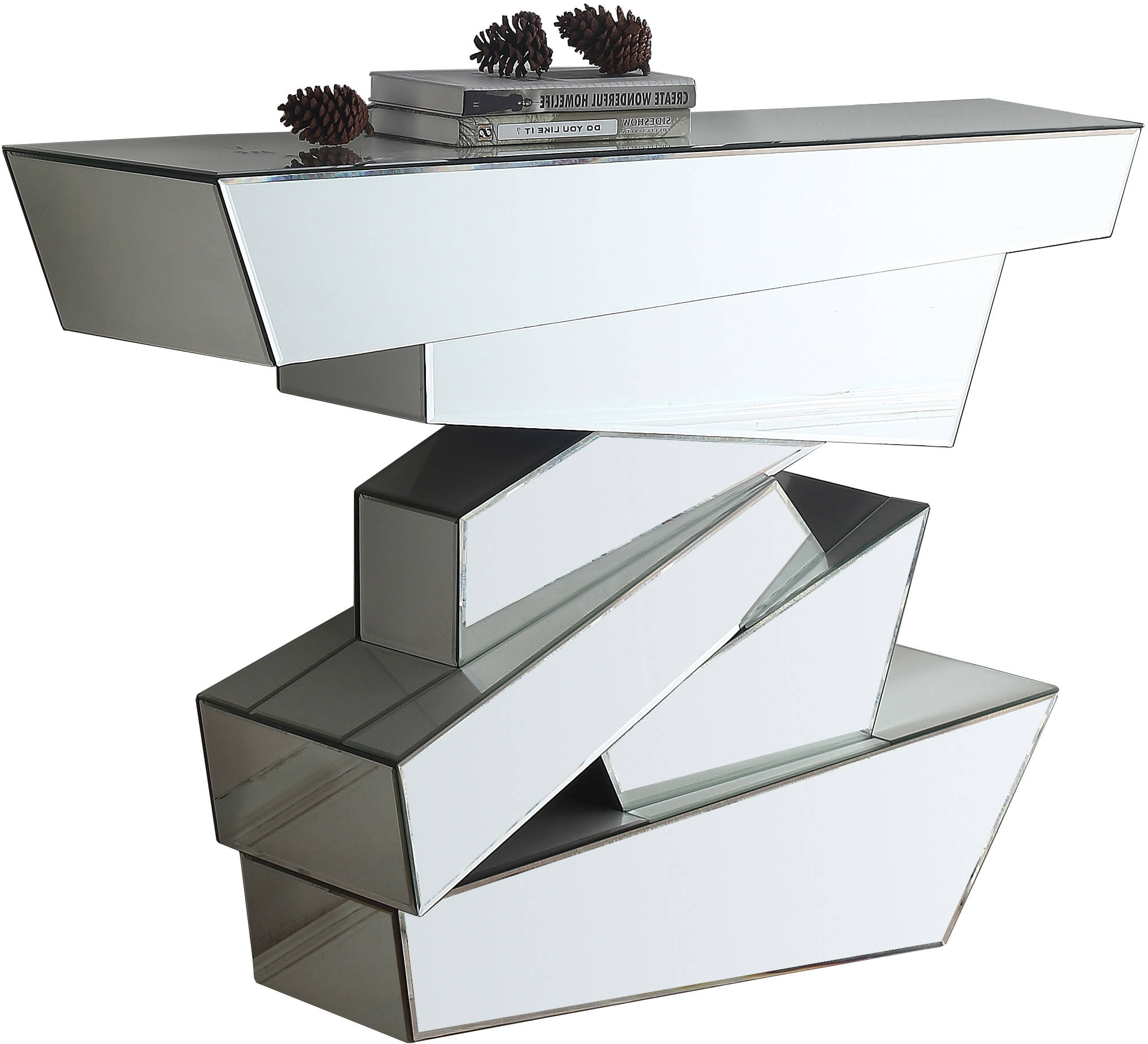 Meridian Furniture Jade Console and Mirror Set
