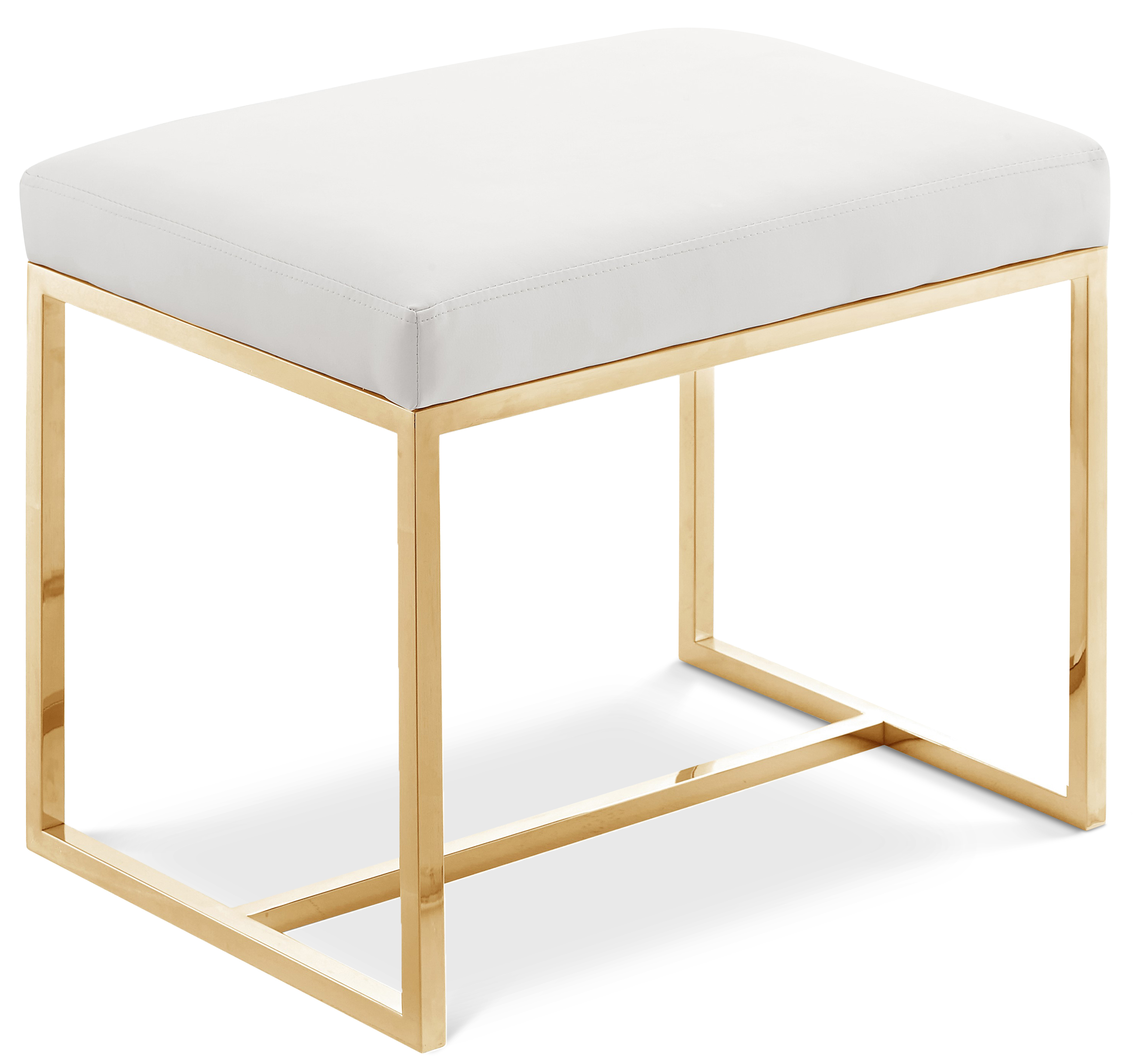 Meridian Furniture Monroe White Gold Ottoman Stool