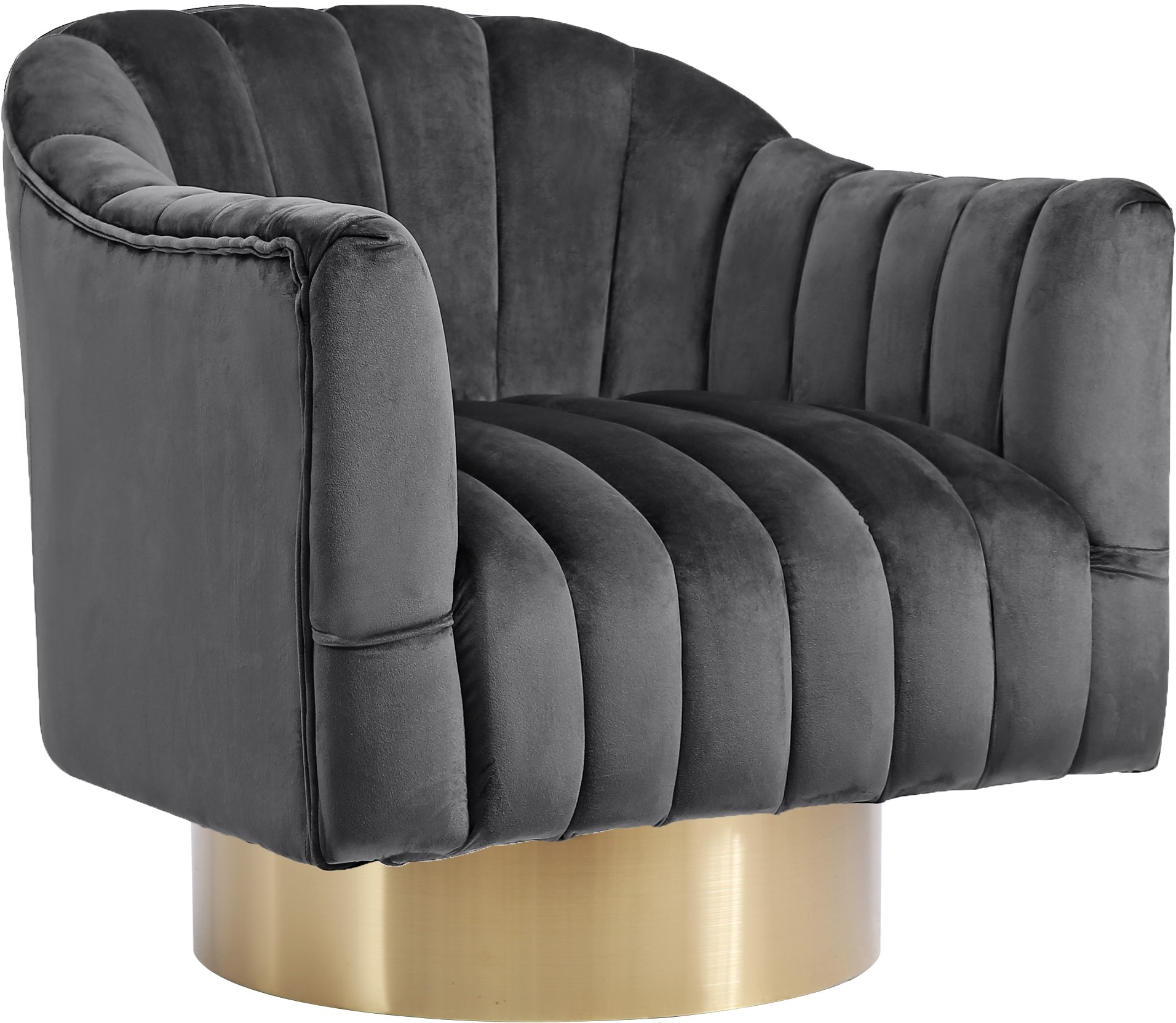 Meridian Furniture Farrah Grey Velvet Gold Accent Chair