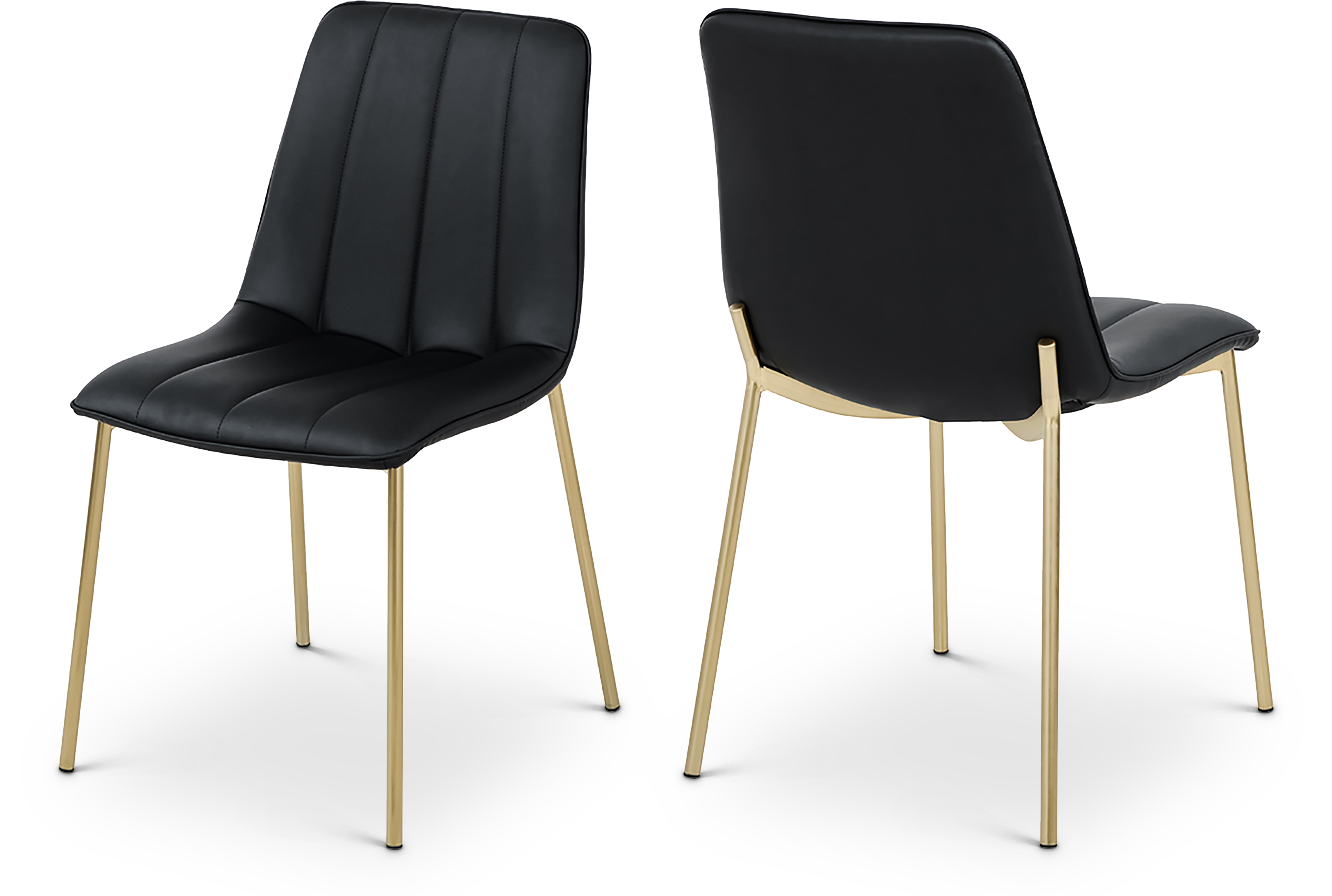 2 Meridian Furniture Isla Black Brushed Gold Dining Chairs