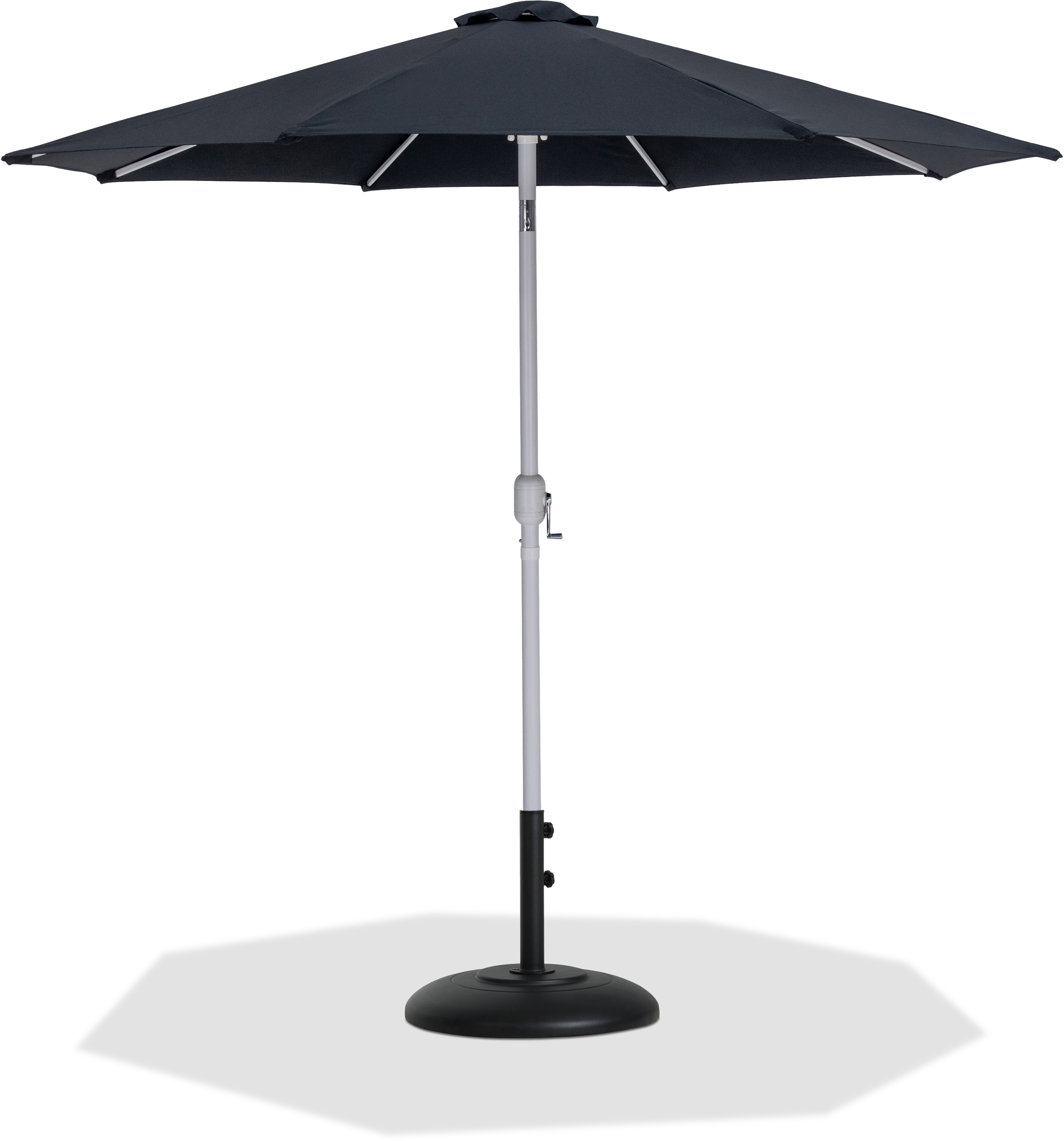 Meridian Furniture Fiji Matte Black Fabric White Umbrella with Round Base S...