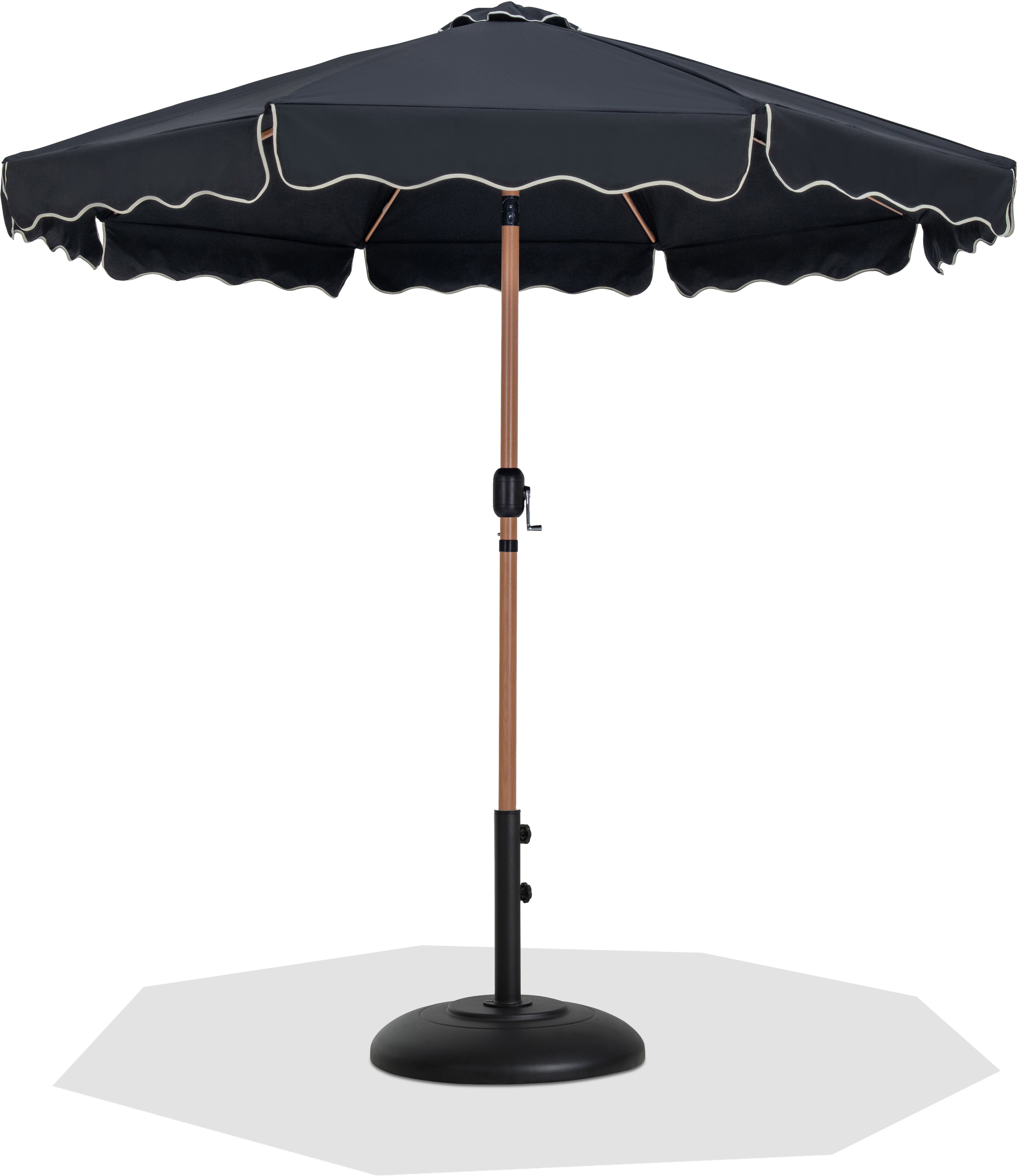 Meridian Furniture Amalfi Black Cream Patio Umbrella with Round Base Sets