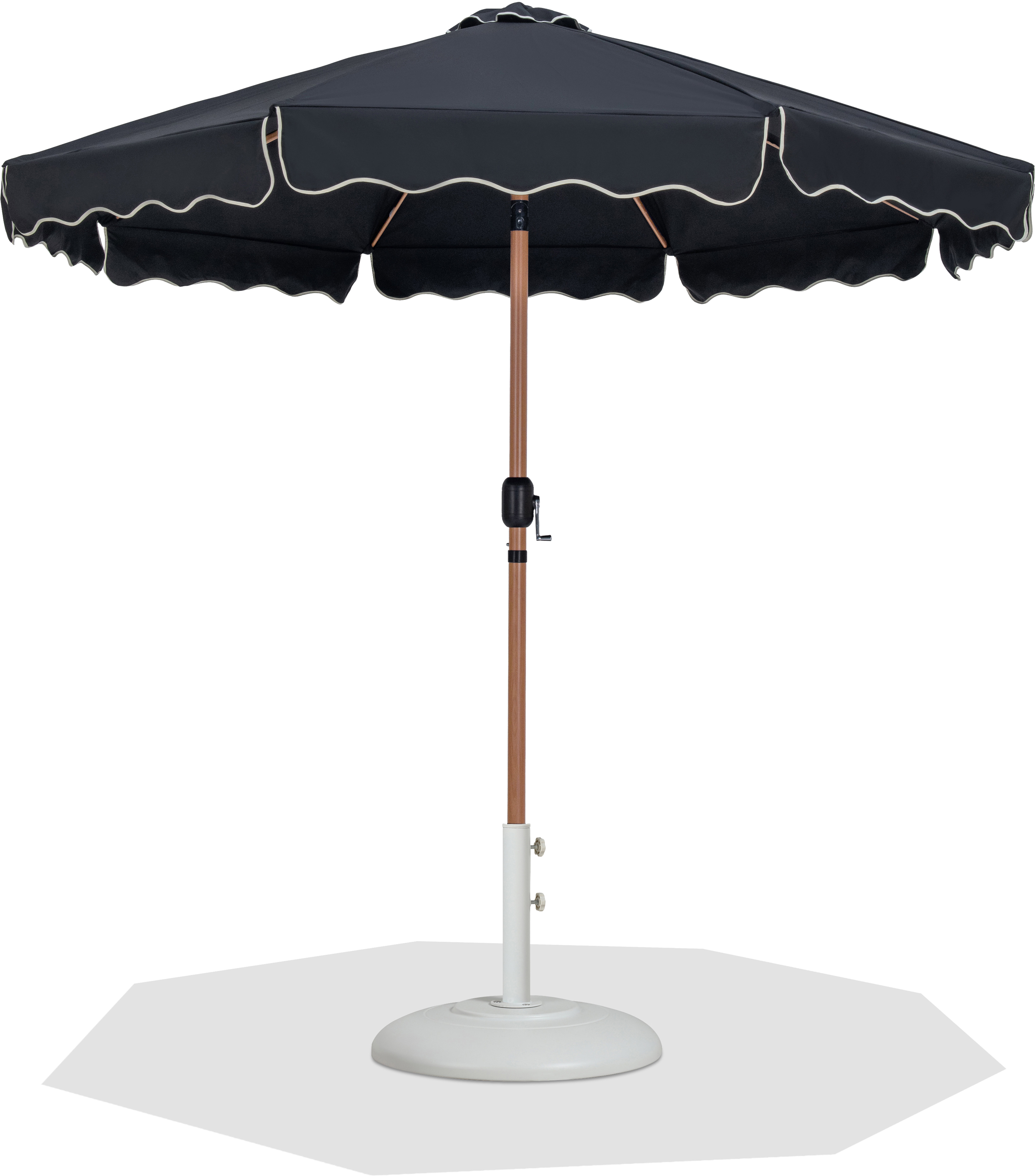 Meridian Furniture Amalfi Black Cream Matte White Patio Umbrella with Round...
