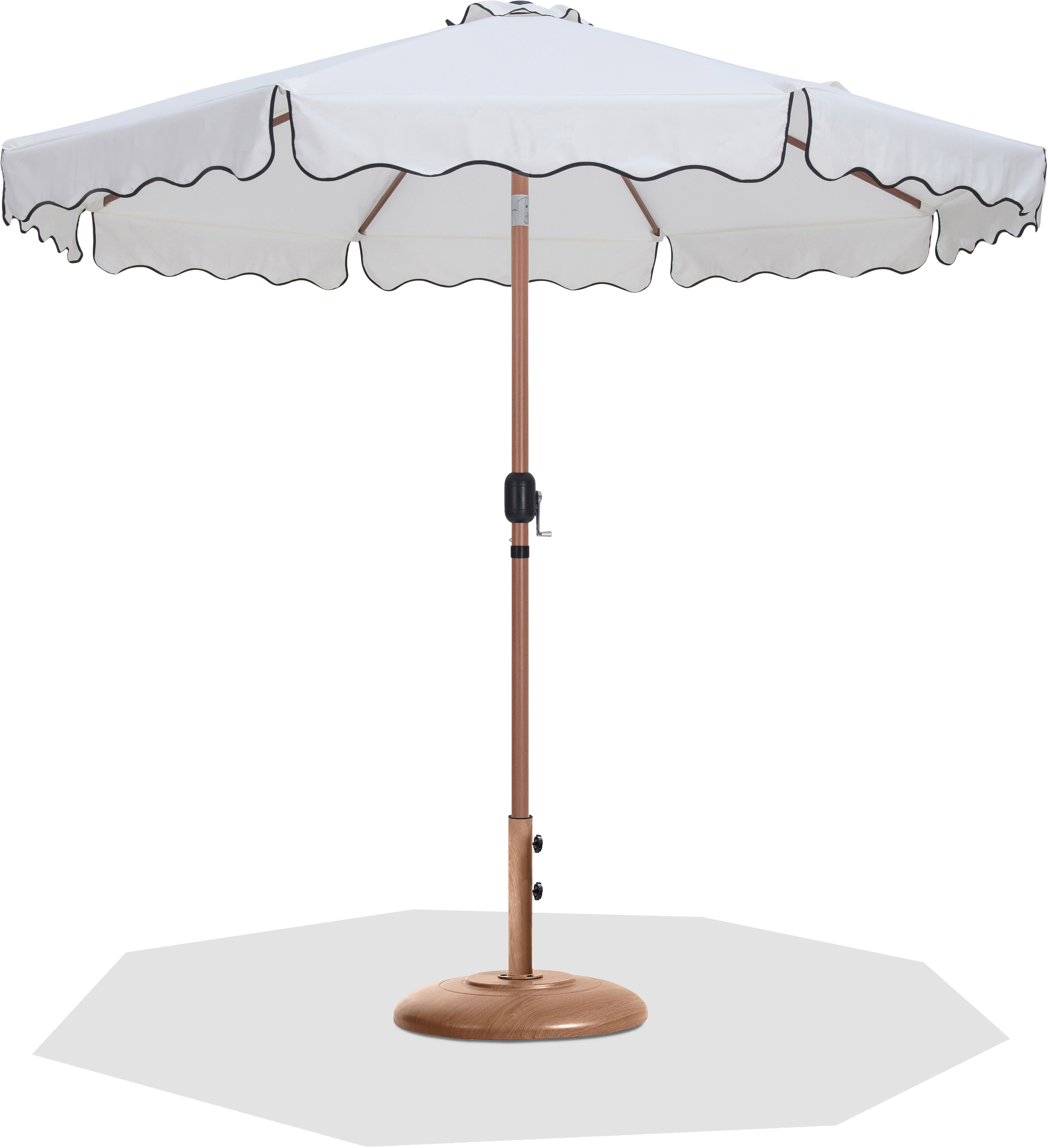 Meridian Furniture Amalfi White Black Matte White Patio Umbrella with Round...