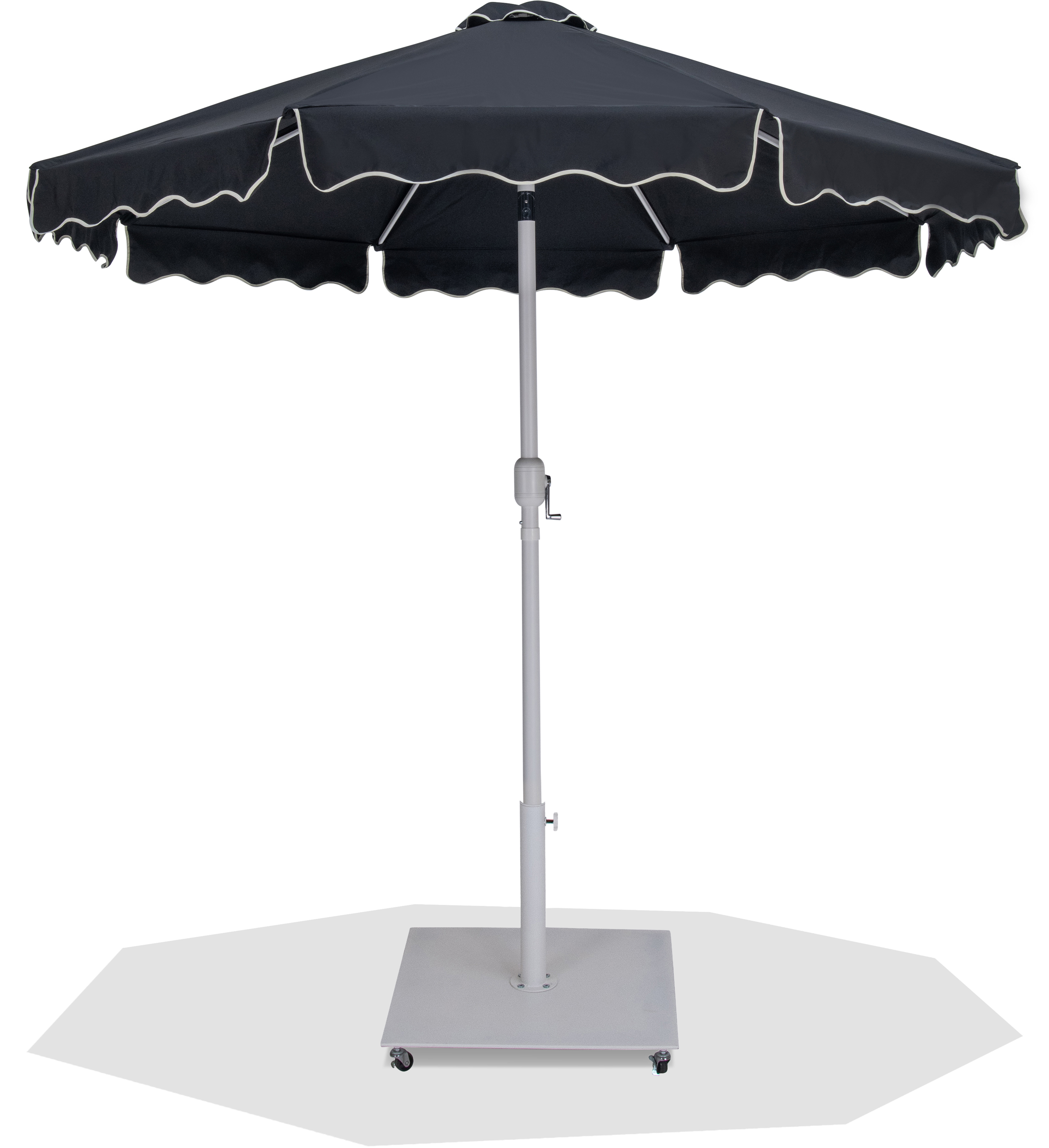 Meridian Furniture Amalfi Black Cream Matte White Patio Umbrella with Base ...