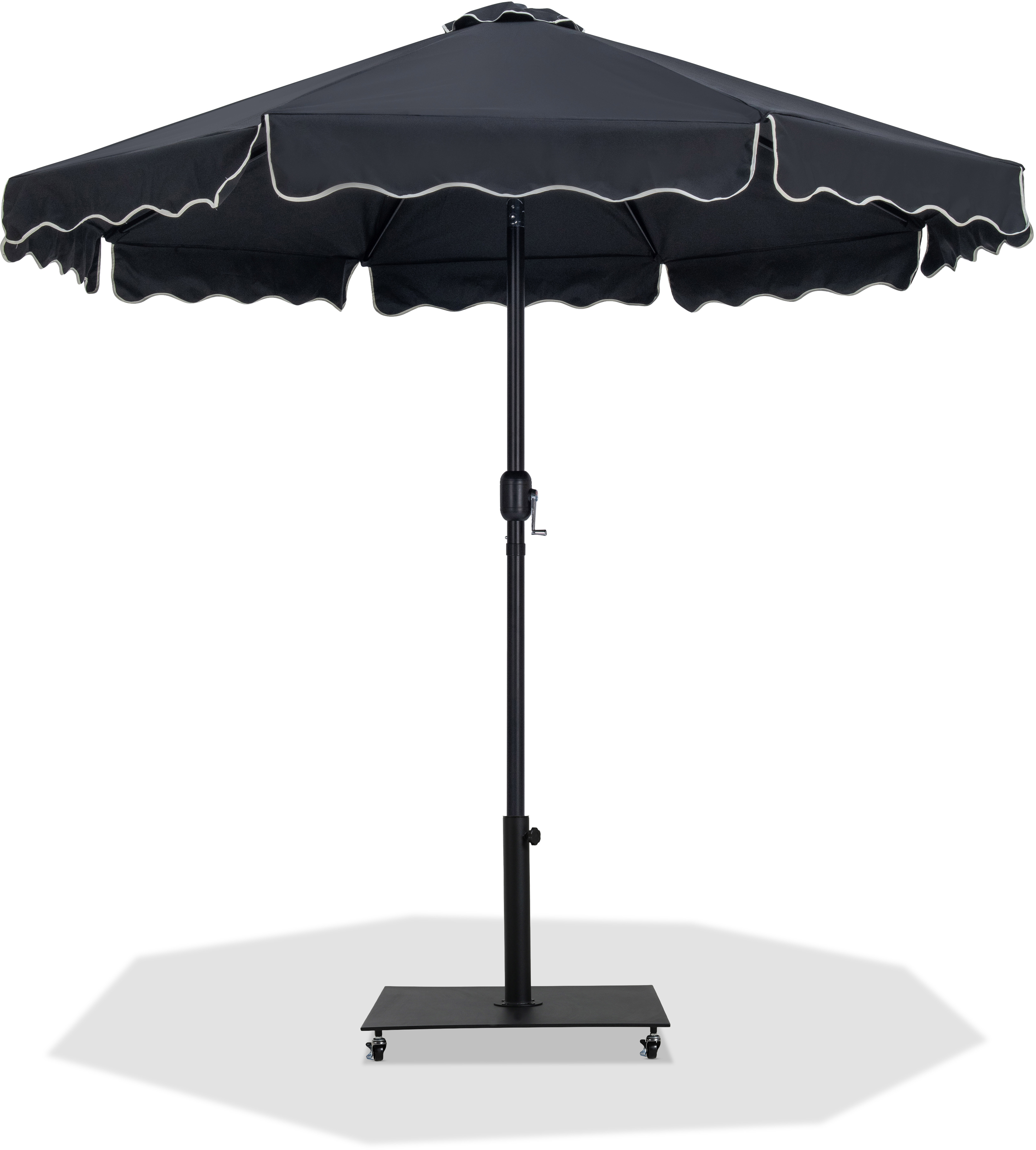 Meridian Furniture Amalfi Black Fabric Cream Patio Umbrella with Base Sets