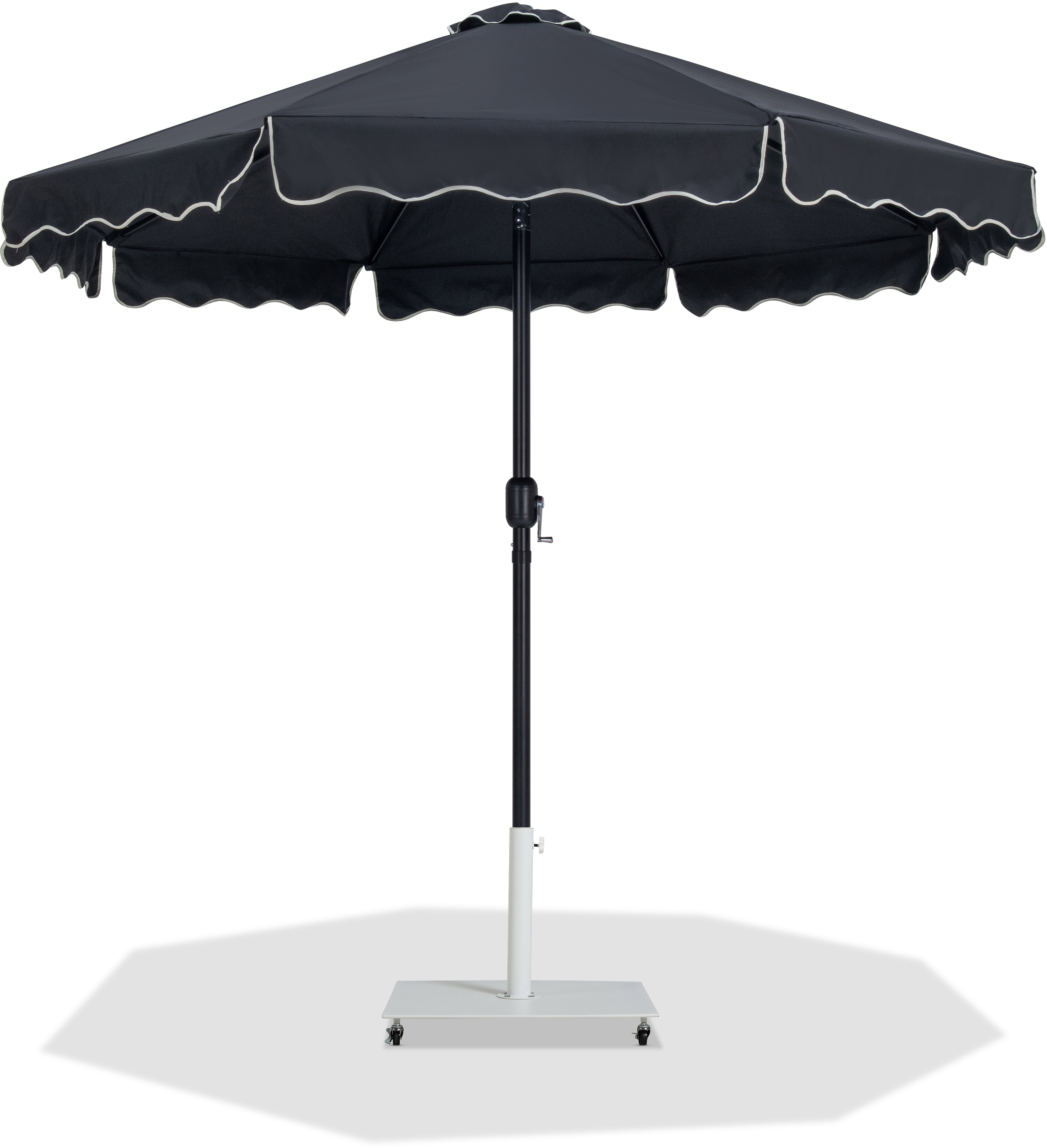 Meridian Furniture Amalfi Black Fabric Cream Matte White Patio Umbrella wit...