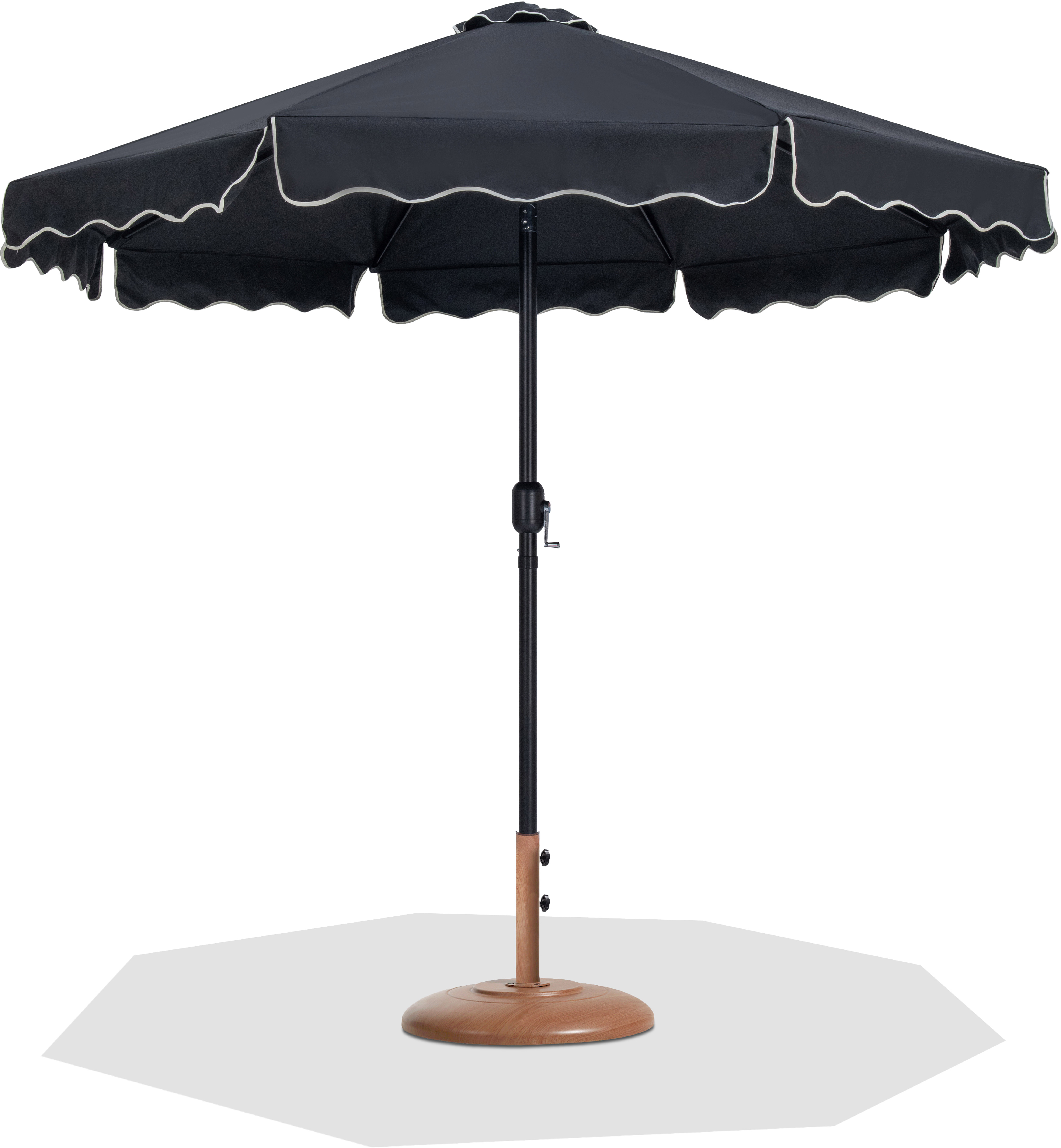 Meridian Furniture Amalfi Black Cream Teak Umbrella with Round Base Sets