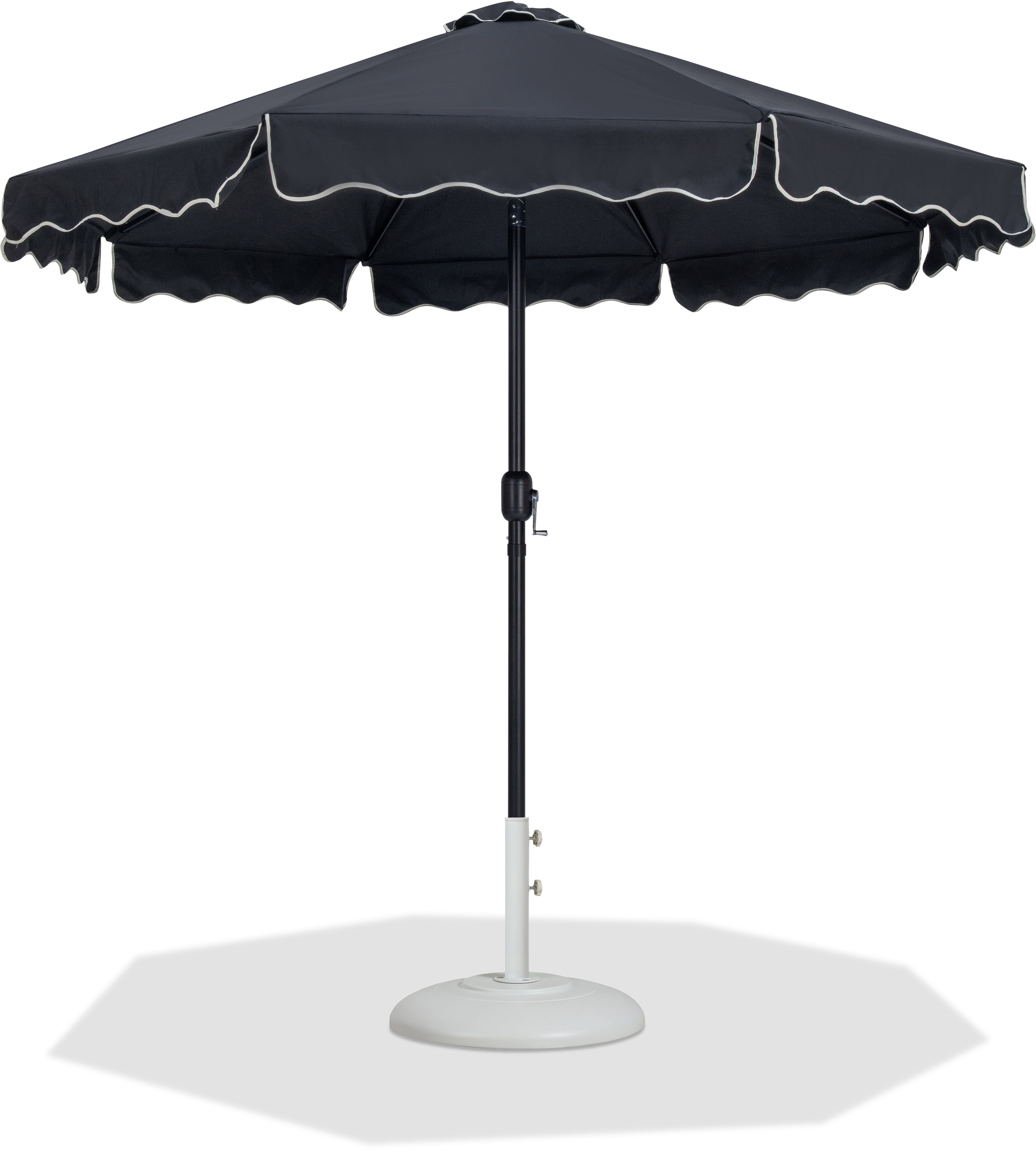 Meridian Furniture Amalfi Black Cream Matte White Umbrella with Base Sets