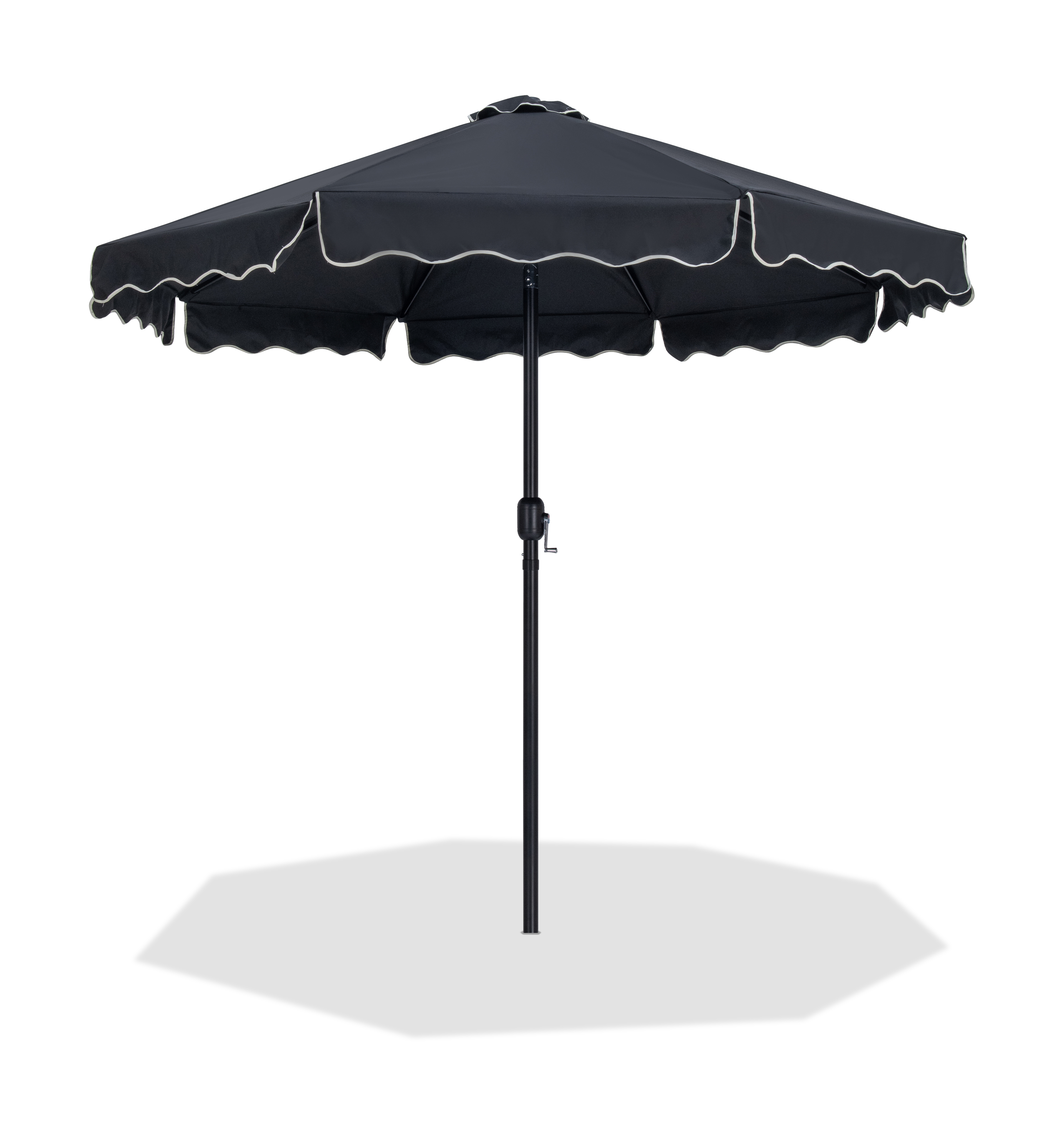 Meridian Furniture Amalfi Black Cream Fabric Patio Umbrellas