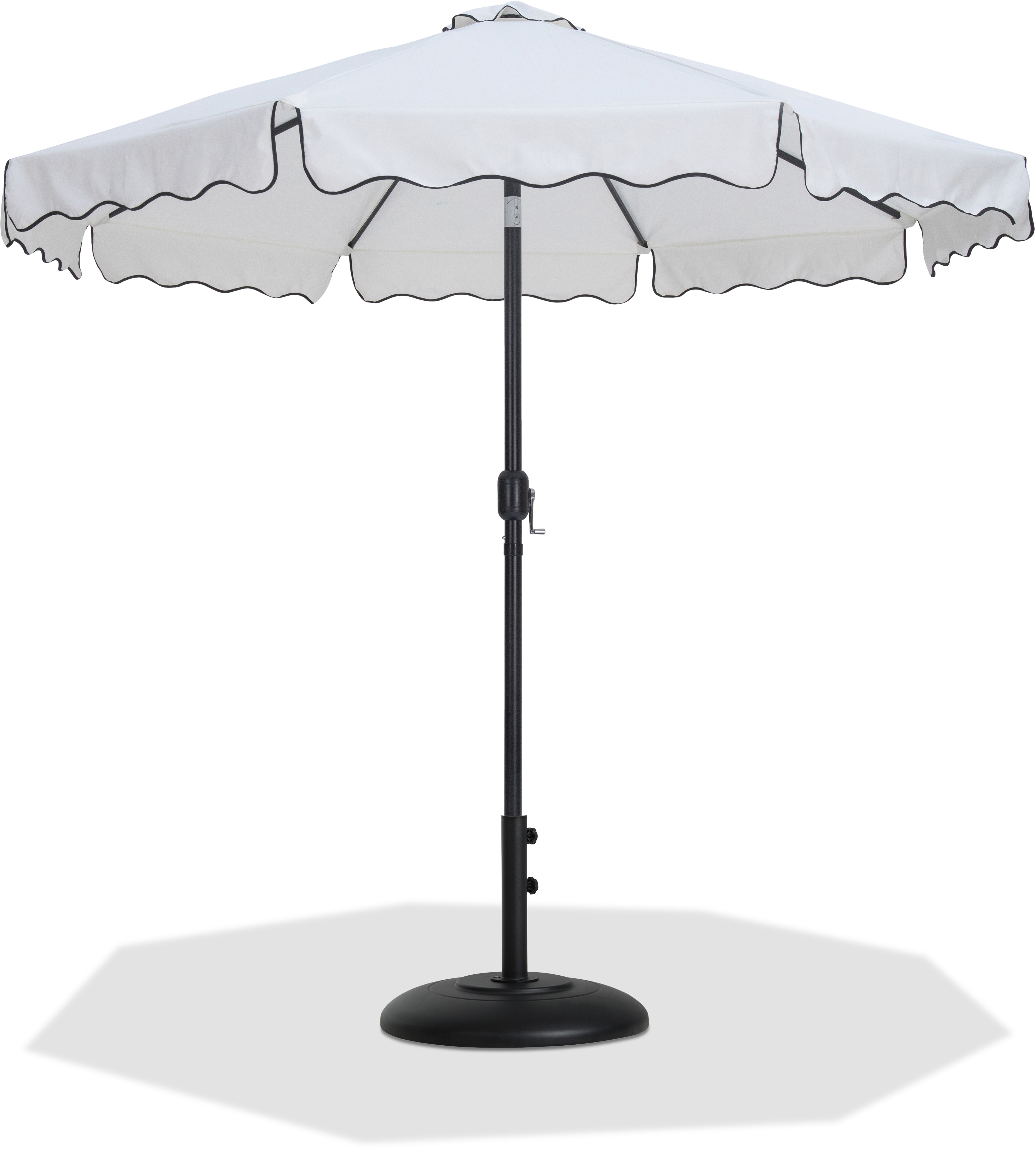 Meridian Furniture Amalfi White Black Matte Black Umbrella with Base Sets