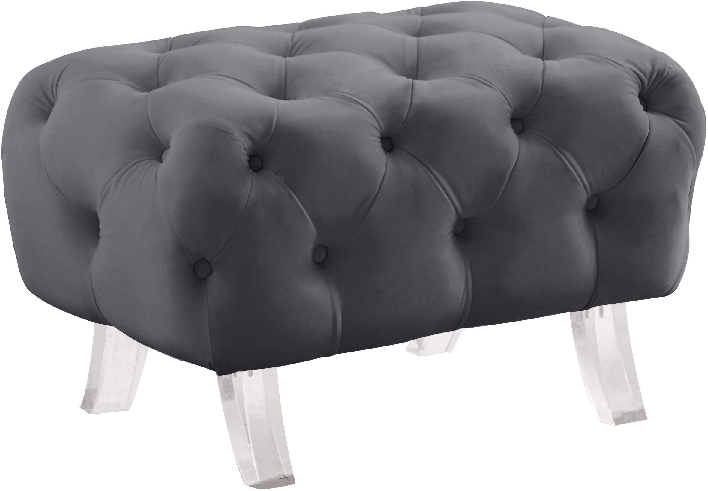 Meridian Furniture Crescent Grey Velvet Ottoman MRD-568GREY-OTT Meridian Furniture Crescent Grey Velvet Ottoman MRD-568GREY-OTT