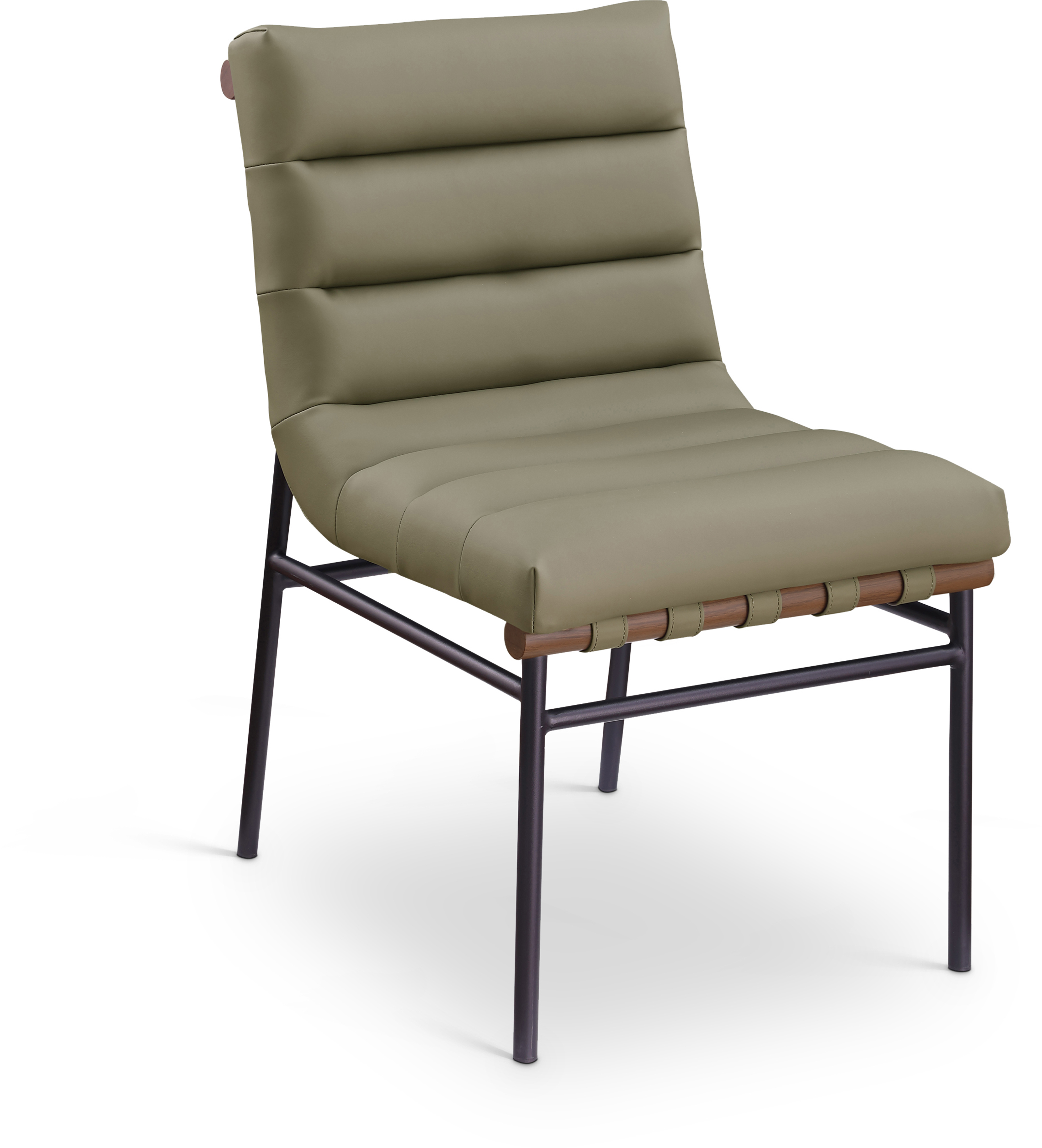 2 Meridian Furniture Burke Olive Vegan Leather Dining Chairs