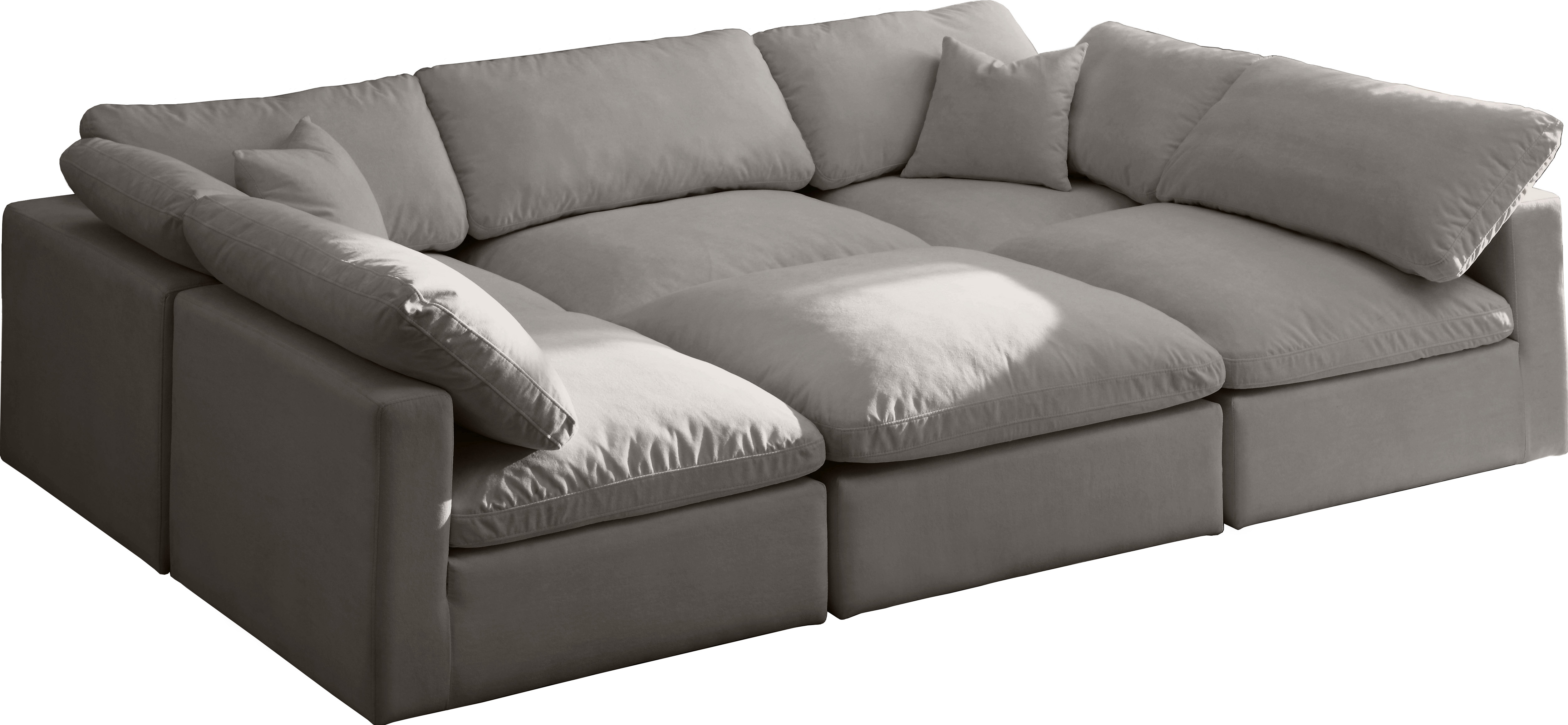 Meridian Furniture Plush Grey Modular 6pc Sectional