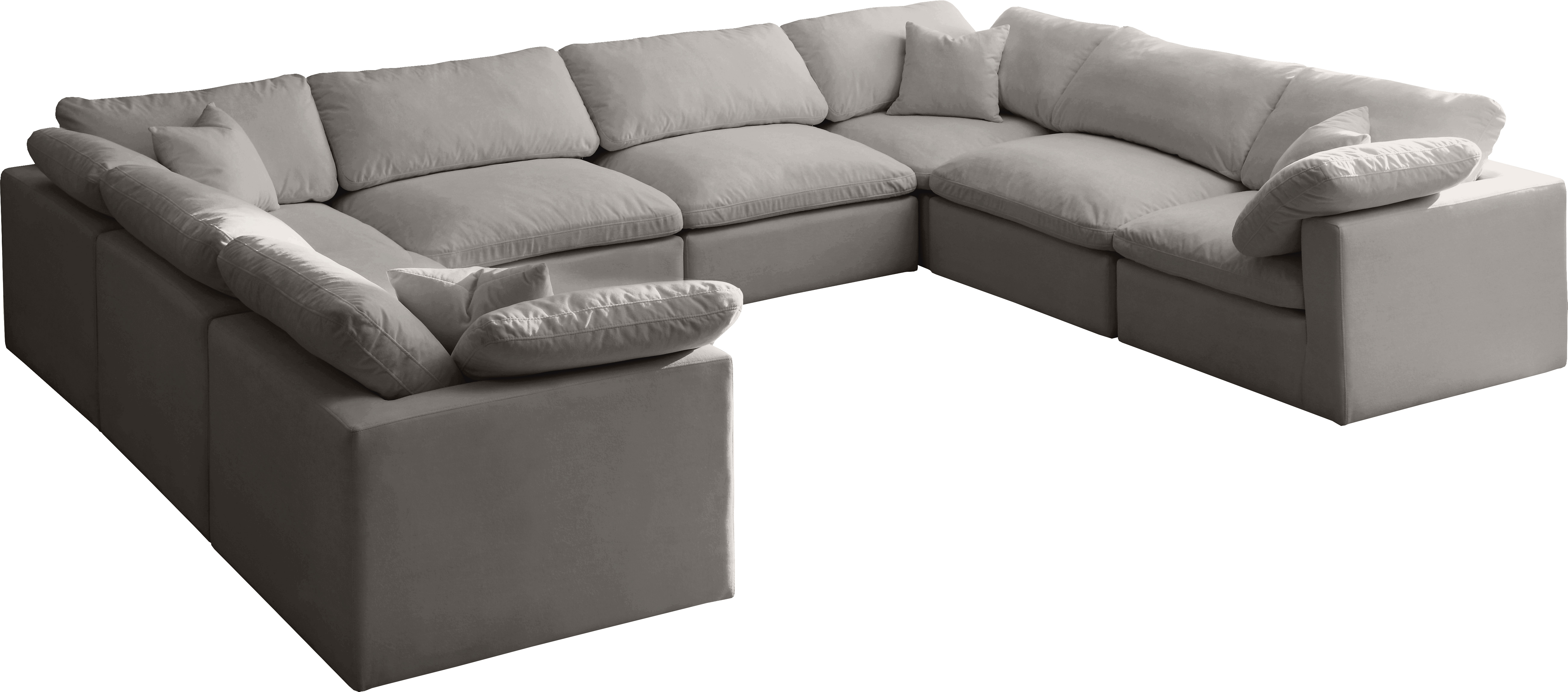 Meridian Furniture Plush Grey Velvet Modular 8pc Sectional