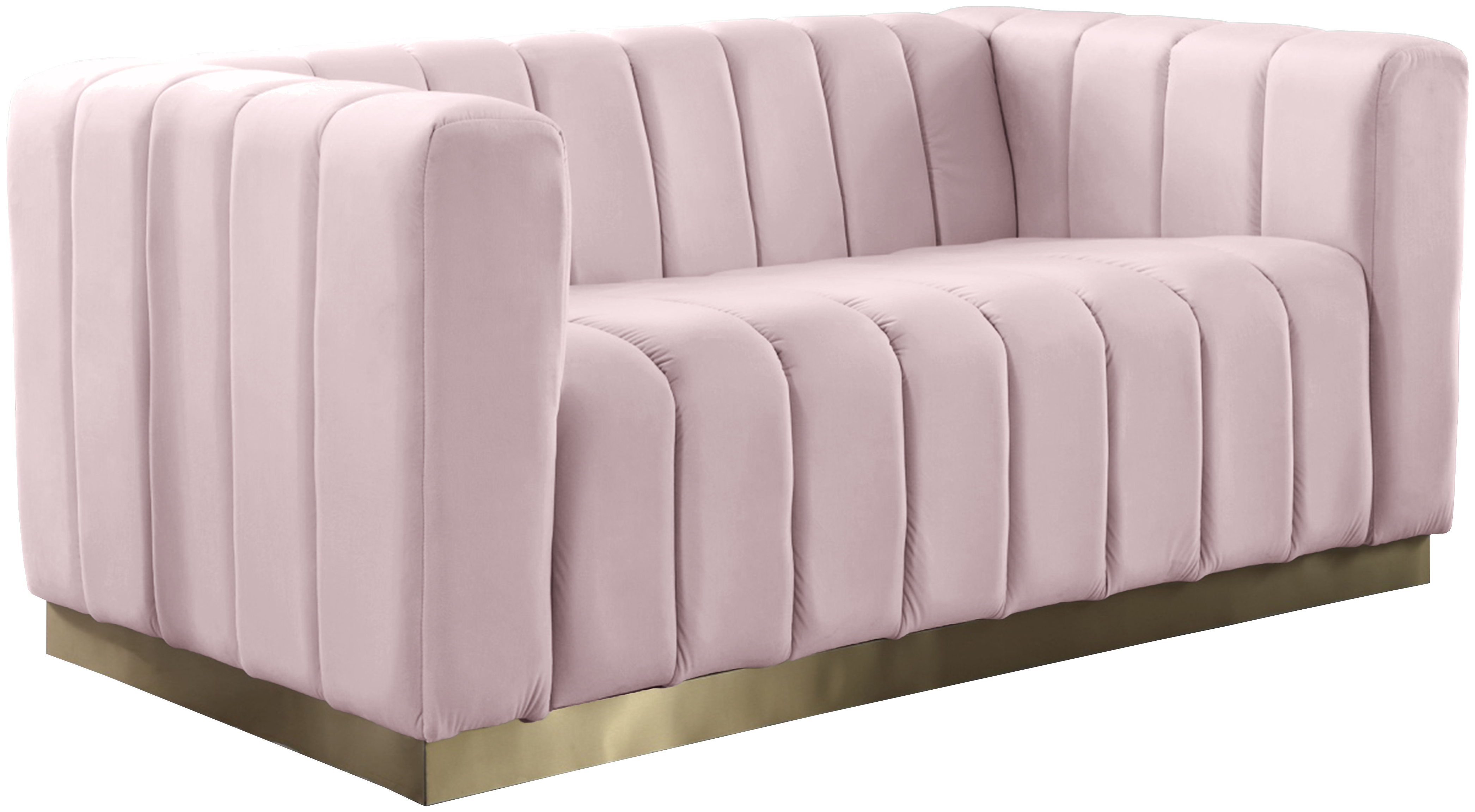 Marlon Pink Velvet Loveseat