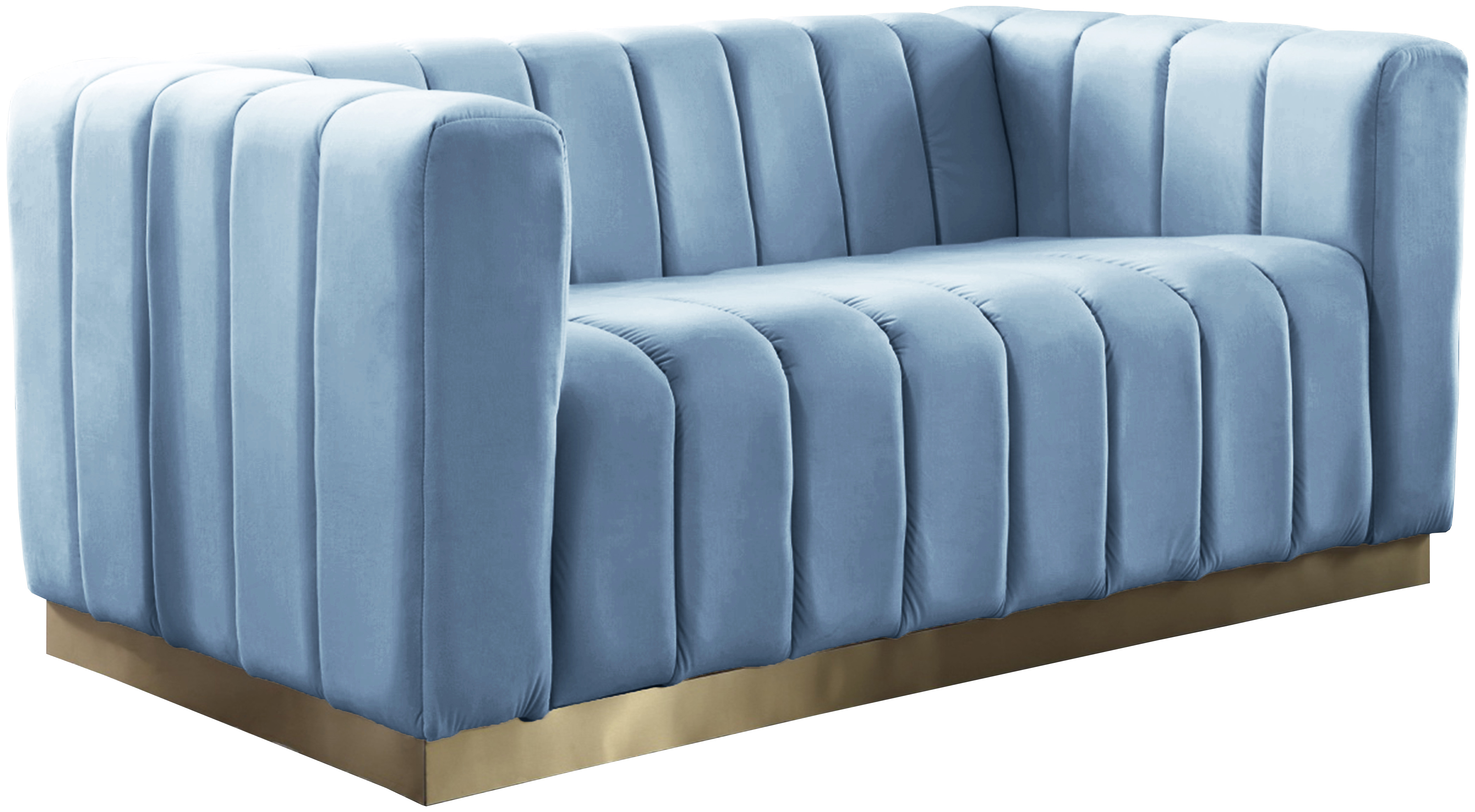 Meridian Furniture Marlon Sky Blue Velvet Loveseat