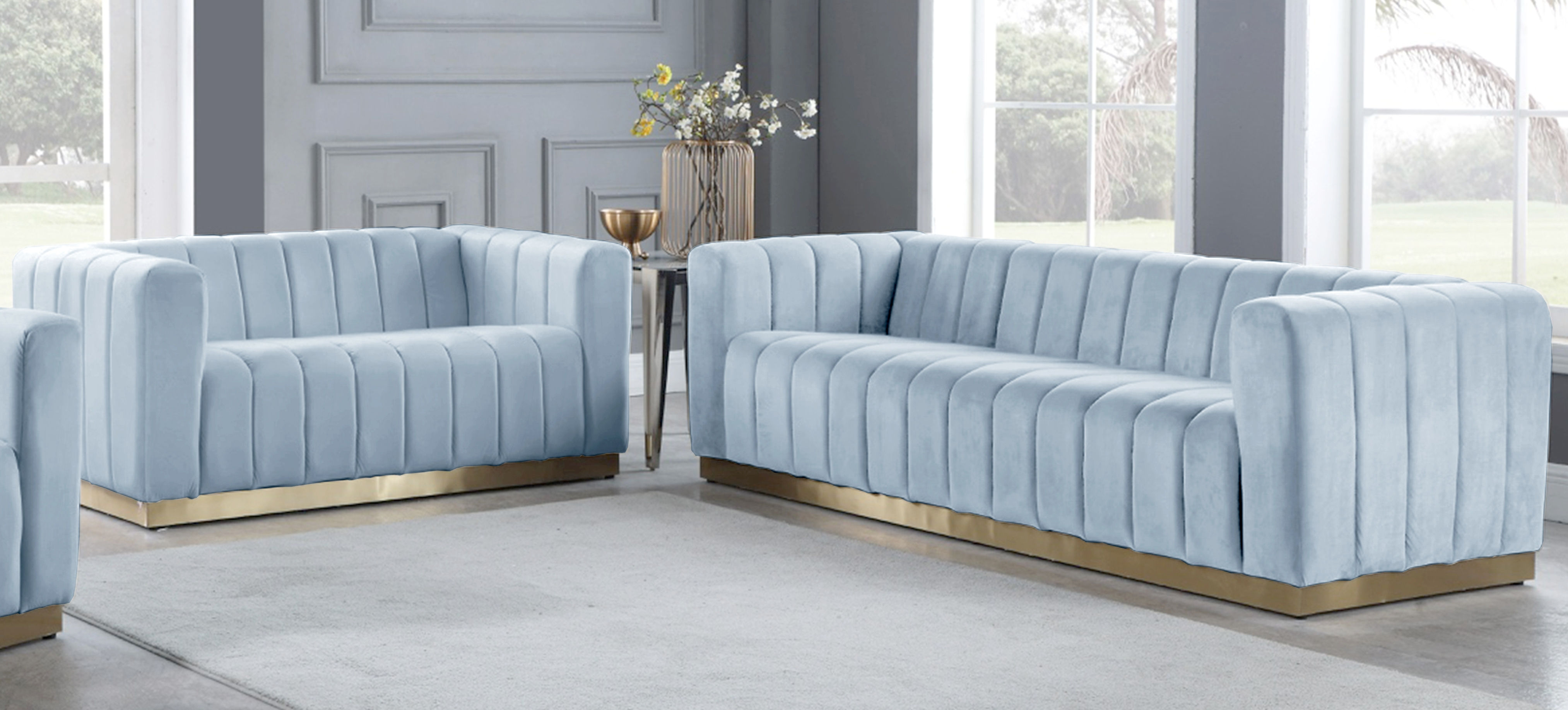 Meridian Furniture Marlon Sky Blue 2pc Living Room Set