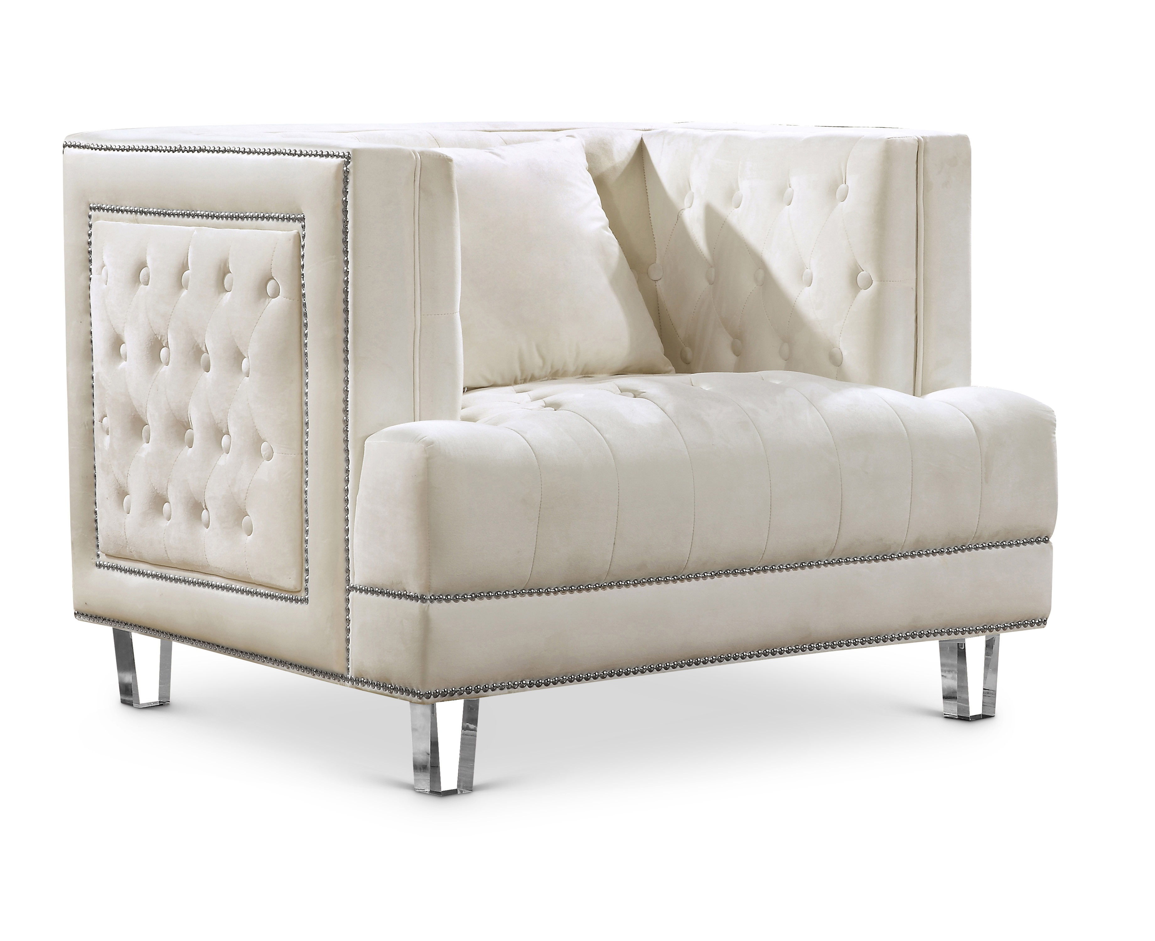 Waterfall Cream Velvet Chair