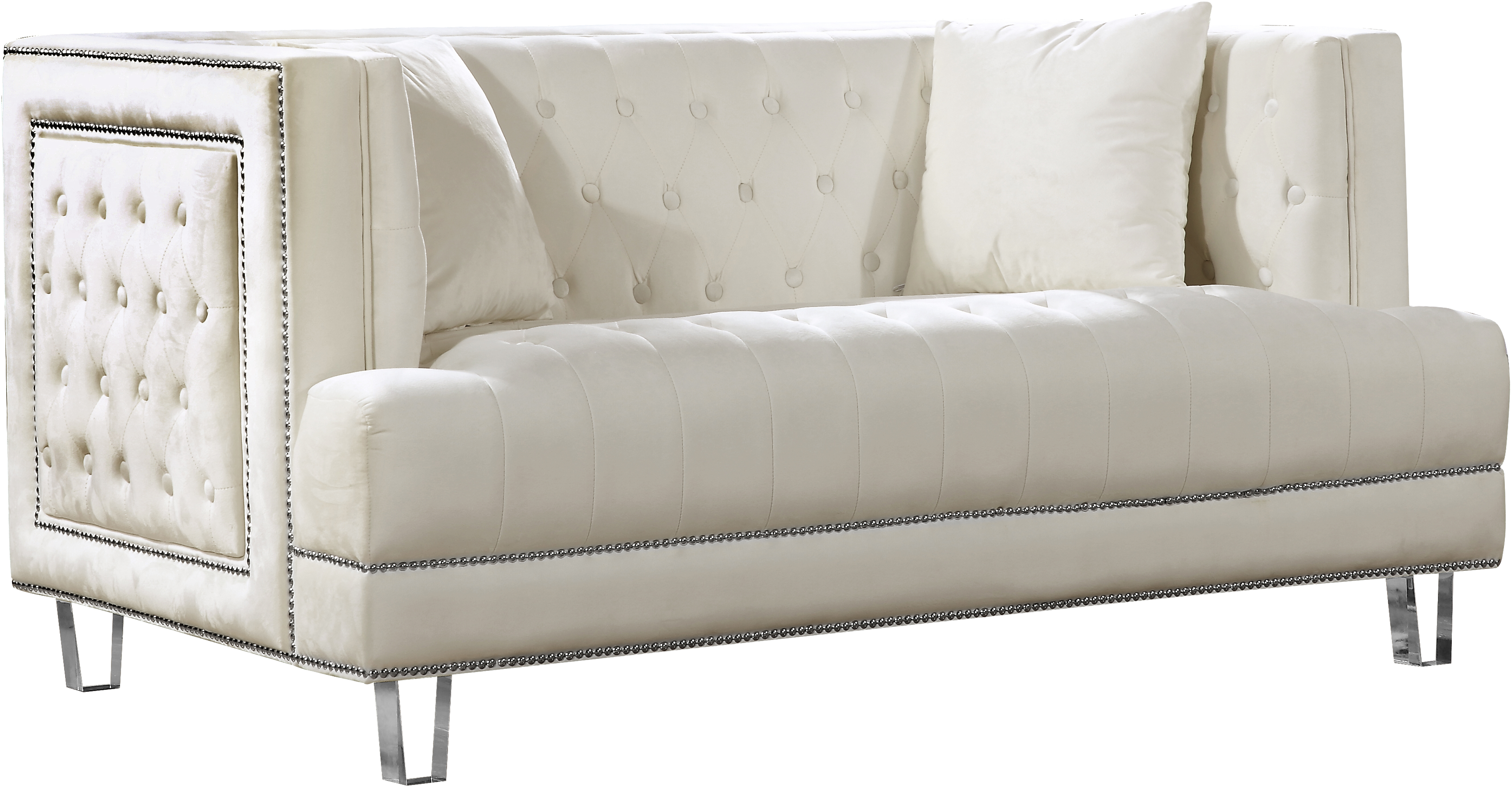 Waterfall Cream Velvet Loveseat