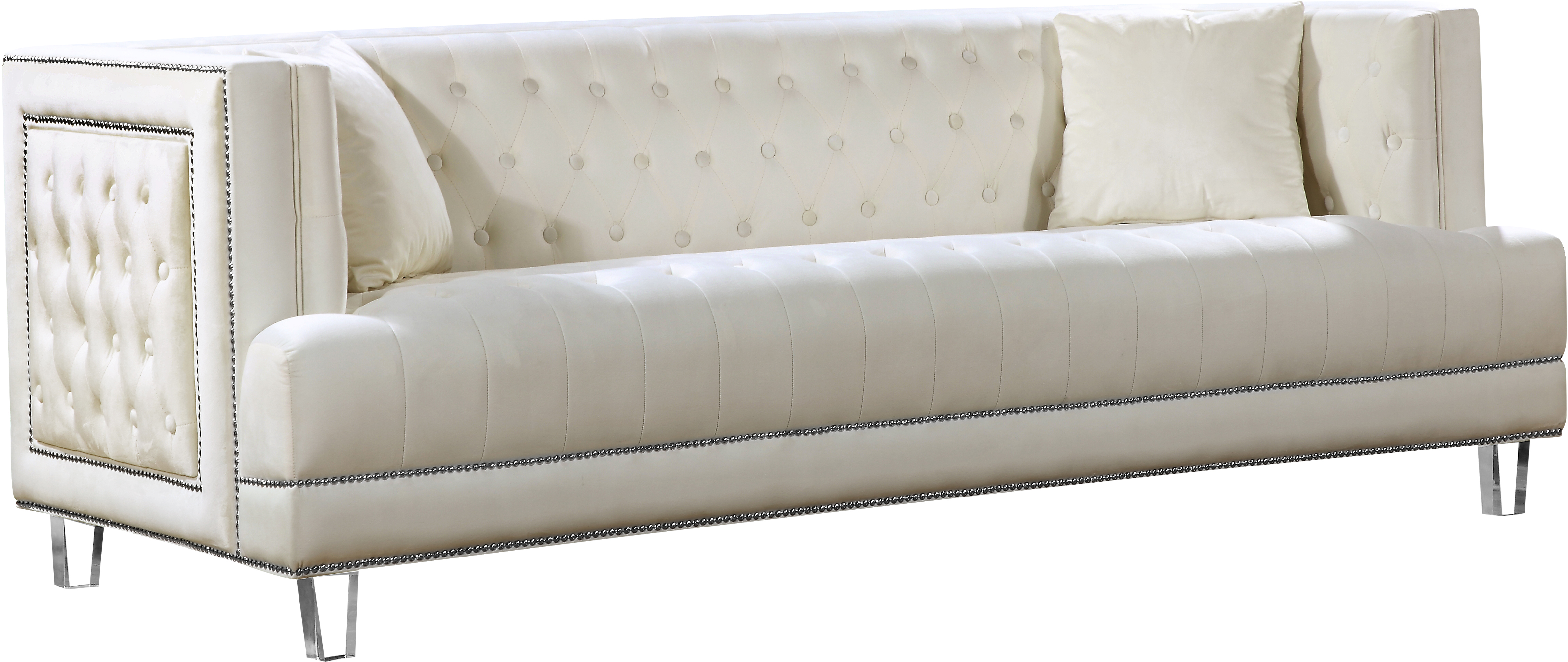 Waterfall Cream Velvet Sofa