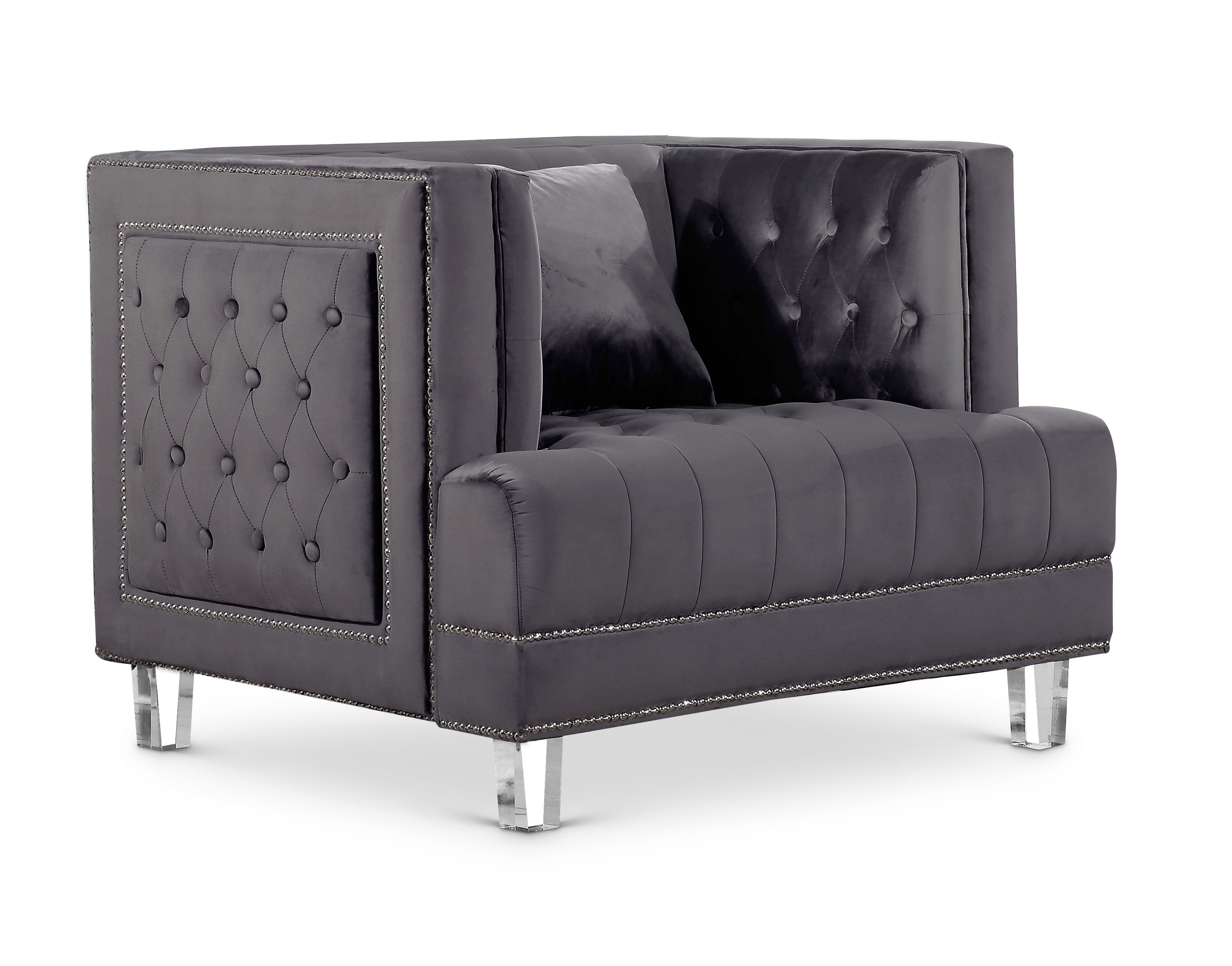 Waterfall Grey Velvet Chair