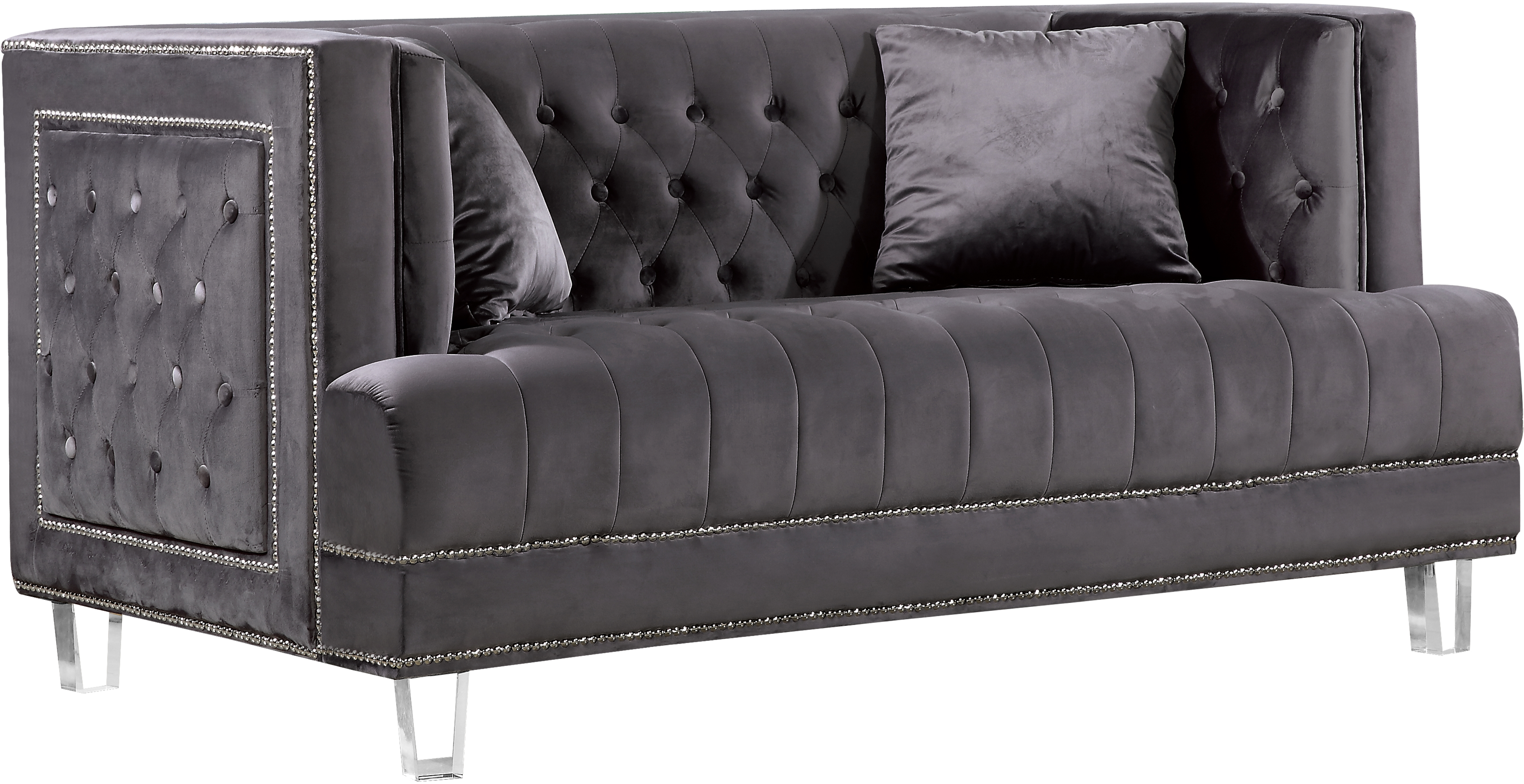 Waterfall Grey Velvet Loveseat