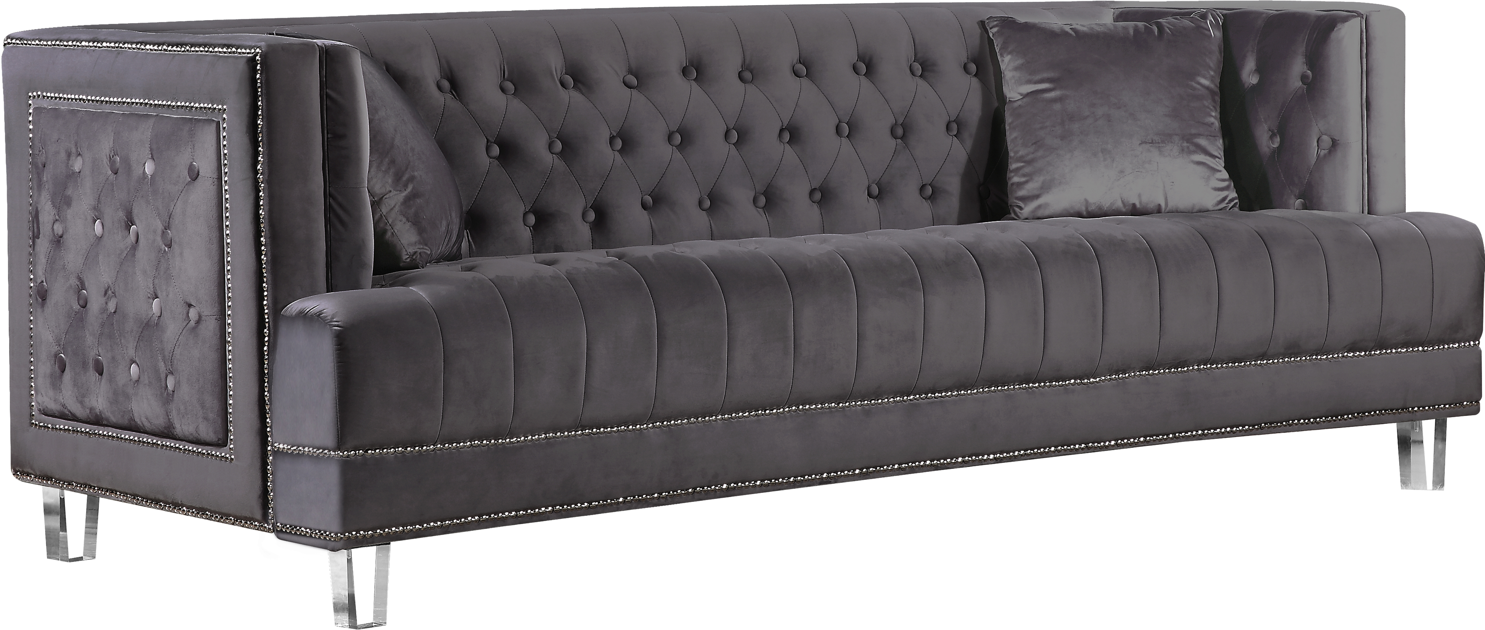 Waterfall Grey Velvet Sofa