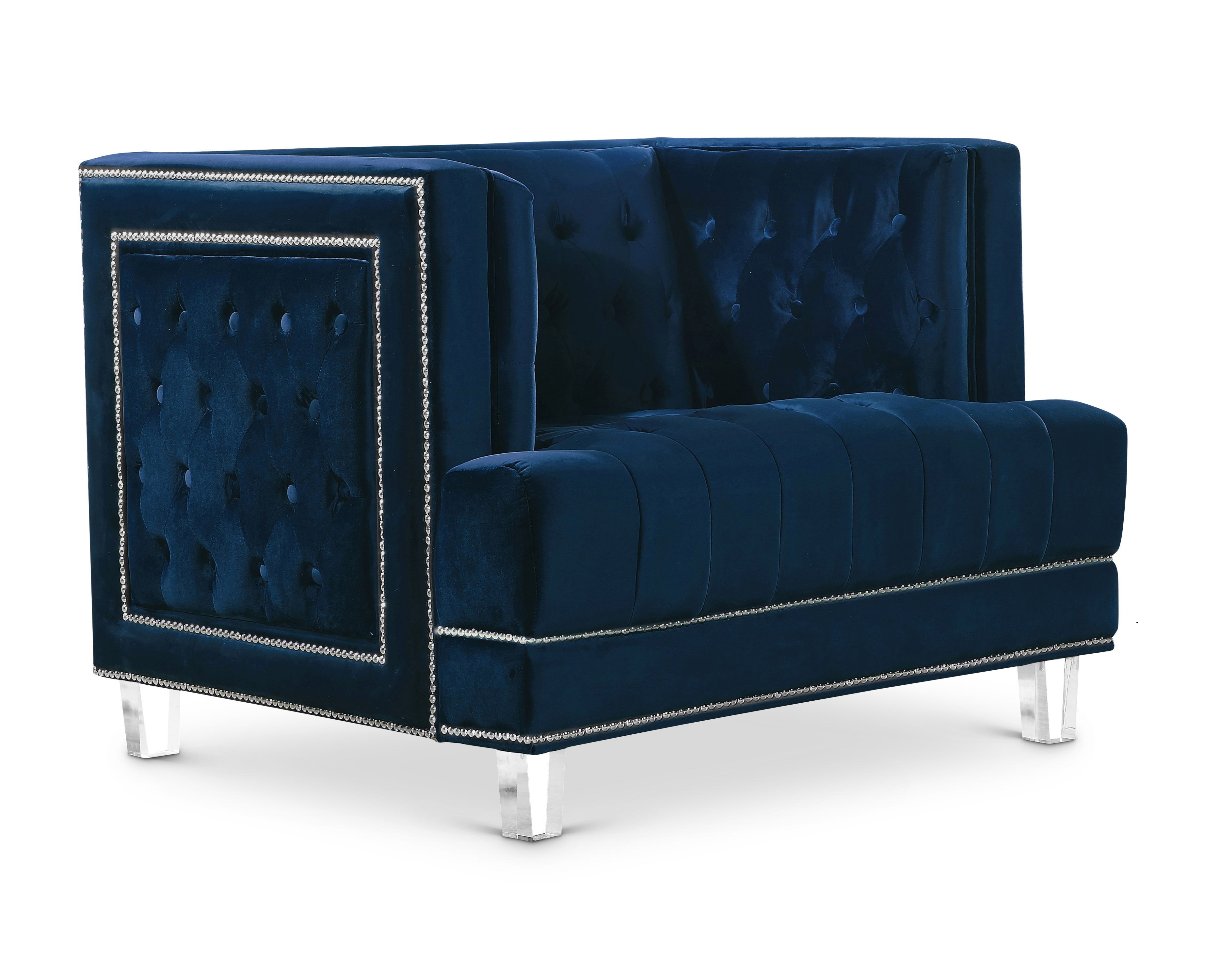 Waterfall Navy Velvet Chair