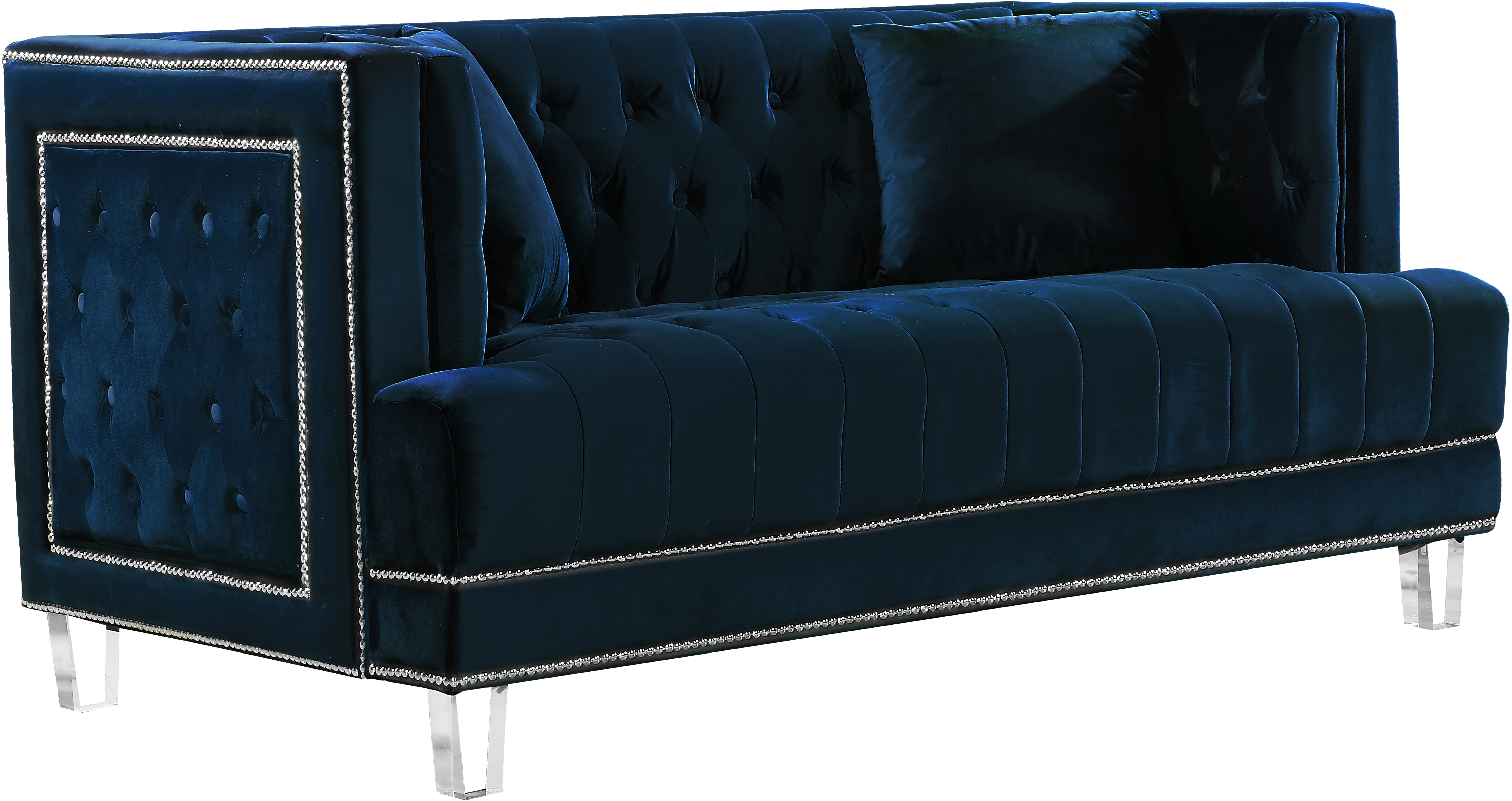 Waterfall Navy Velvet Loveseat